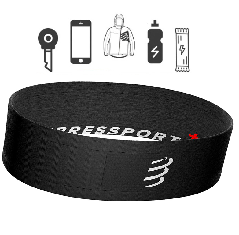 Compressport Unisex Running Belt - Lightweight & Adjustable Waist Pack for Jogging, Hiking, Travel - Black
