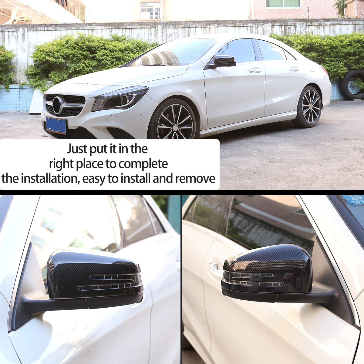 Carbon Fiber Side Mirror Covers for Mercedes Benz A/CLA/GLA/GLK Class W176 W117 X156 X204 (2014-2017) - Upgrade Your Luxury Car's Exterior Style for Street & Show Use