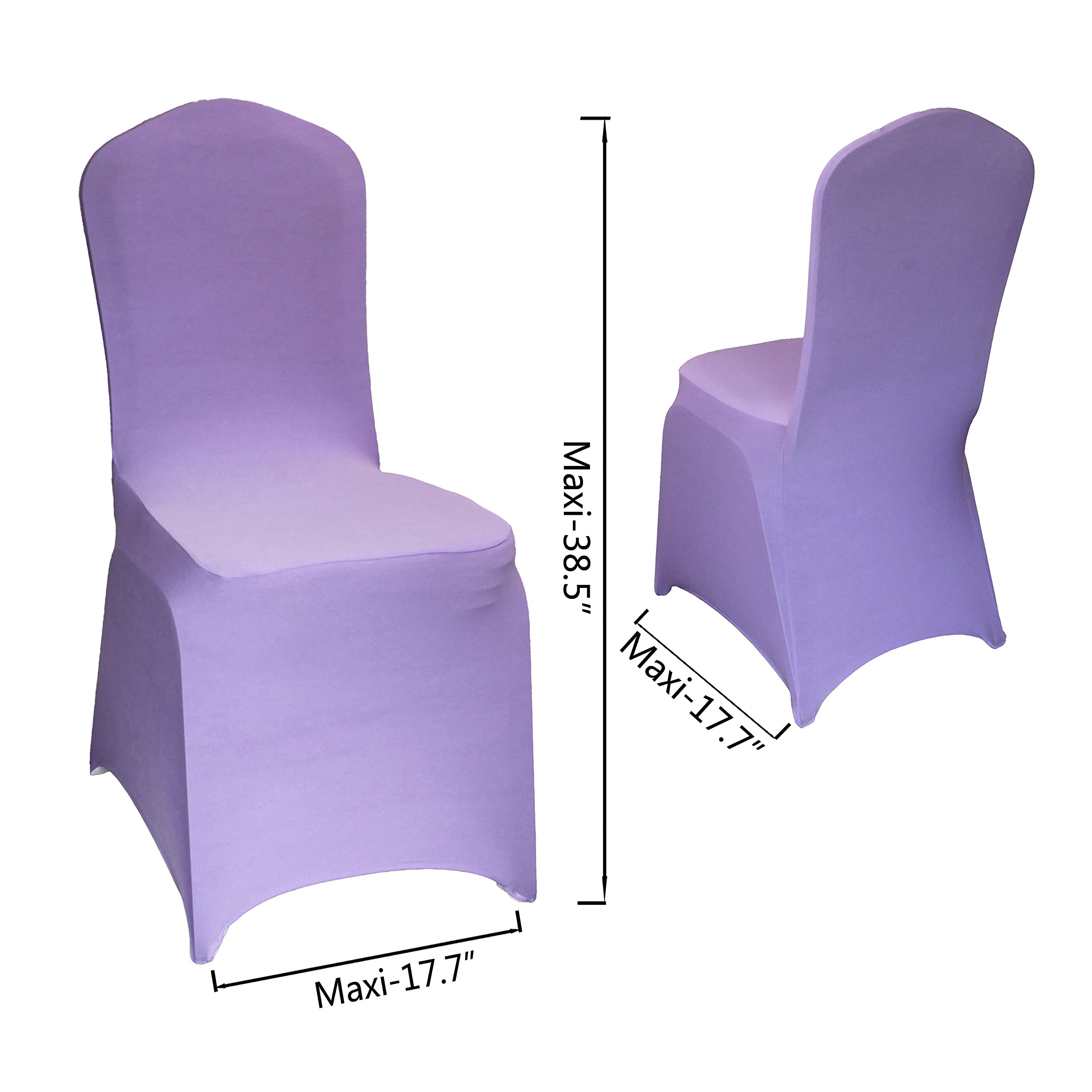 Premium Lavender Stretch Spandex Chair Covers - 50 Pack Elastic Dining Chair Slipcovers for Weddings, Parties & Events | Universal Fit for Banquet, Restaurant & Home Decor | Wrinkle-Resistant Scuba Fabric (Lavender, 50 Count)