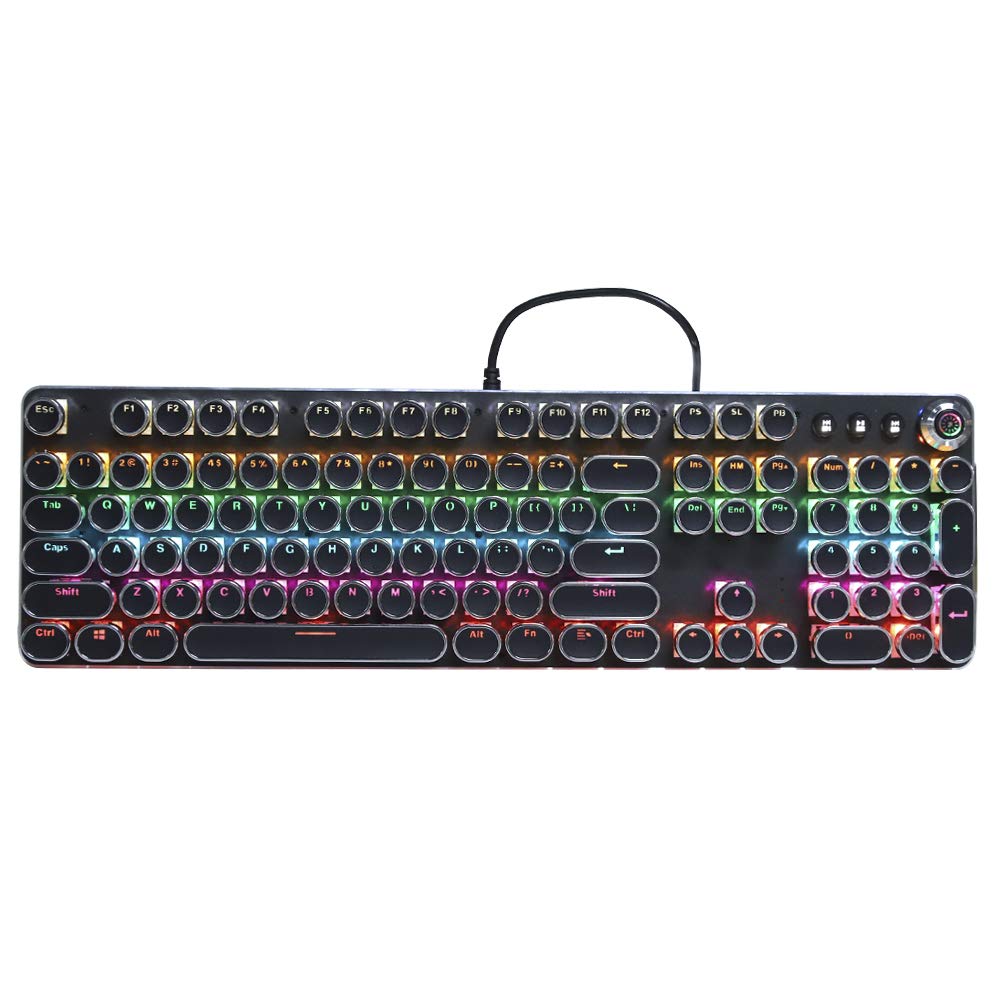Retro Wired Gaming Keyboard - Mechanical RGB Backlit Keyboard for PC, Laptop, Desktop | Perfect for Esports, Streaming & Office Work
