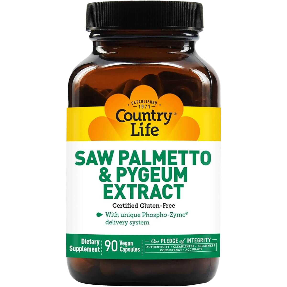 Country Life Saw Palmetto & Pygeum Extract 90 Vegicaps - Natural Prostate Support for Men, Herbal Supplement for Urinary Health - Perfect for Daily Wellness Routine & Active Lifestyle