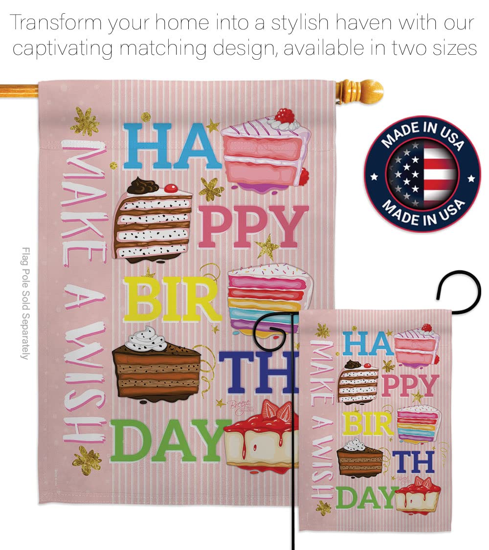 Breeze Decor Make a Wish House Flag Set 28x40 - Party Decor for Special Occasions