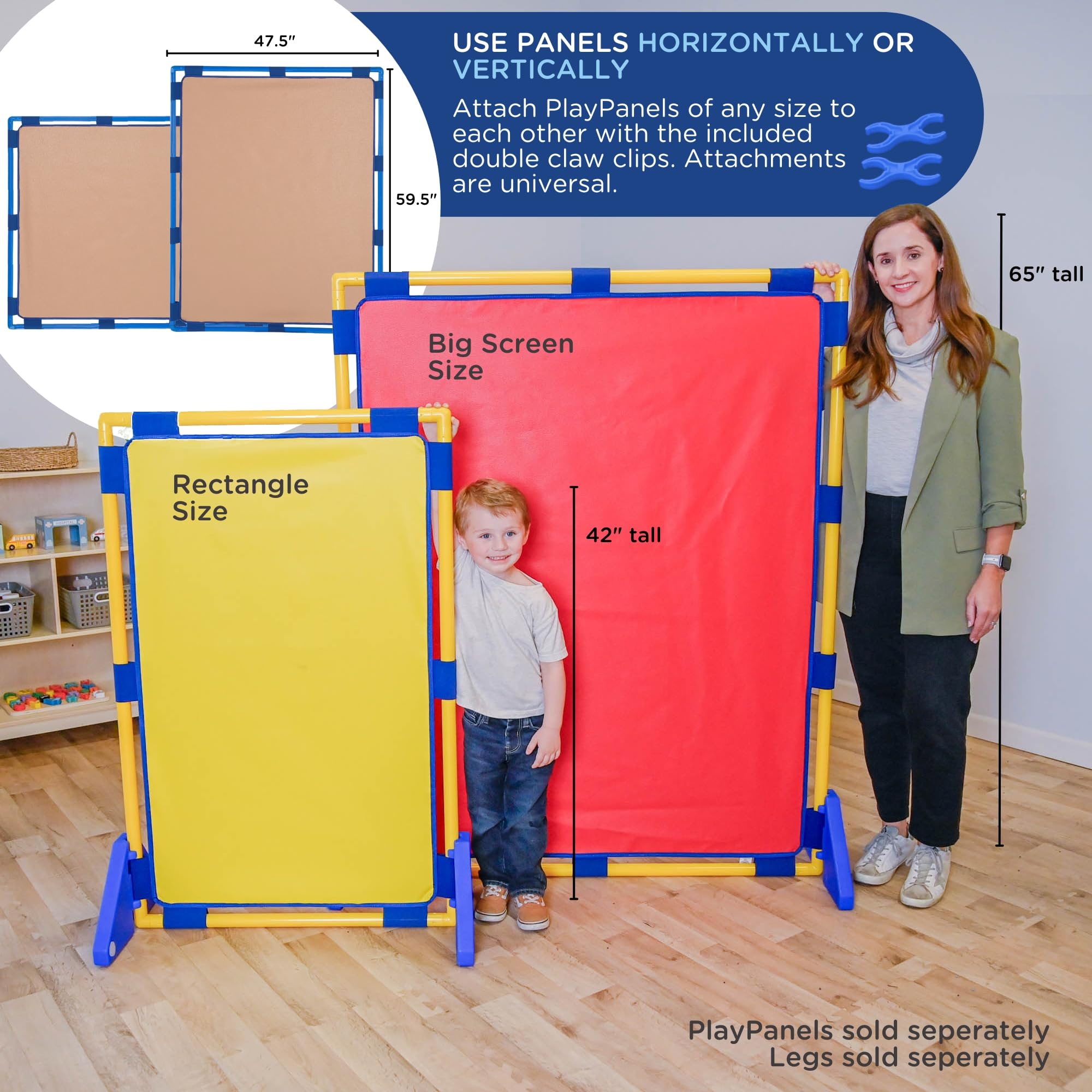 Children's Factory Big Screen PlayPanel - Kids Room Divider & Classroom Privacy Screen in Almond | Perfect for Daycare Centers, Preschools & Home Play Areas