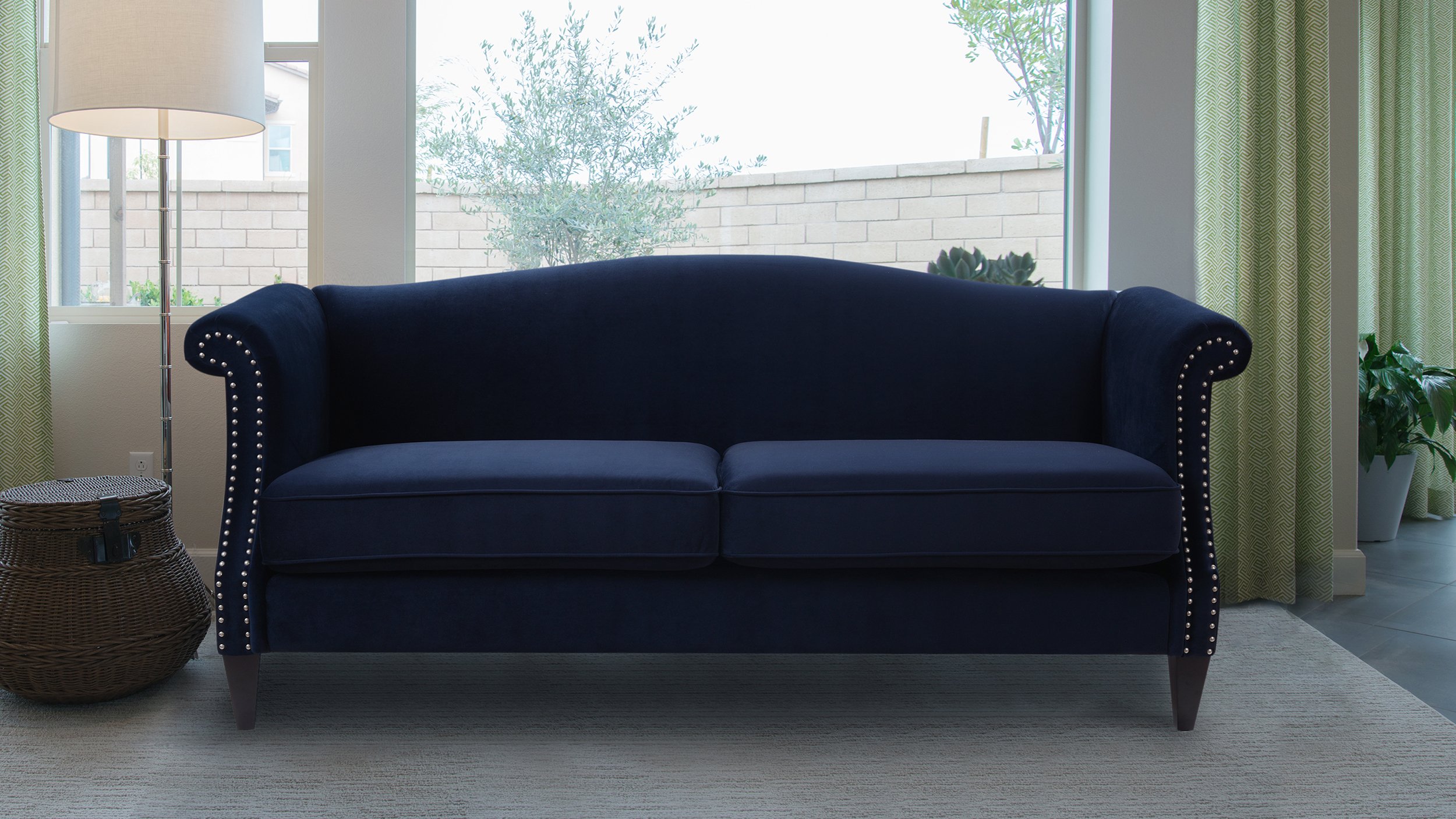 Jennifer Taylor Home Elaine Sofa - Dark Navy Blue Upholstered Living Room Couch for Small Spaces, Apartments & Cozy Home Decor