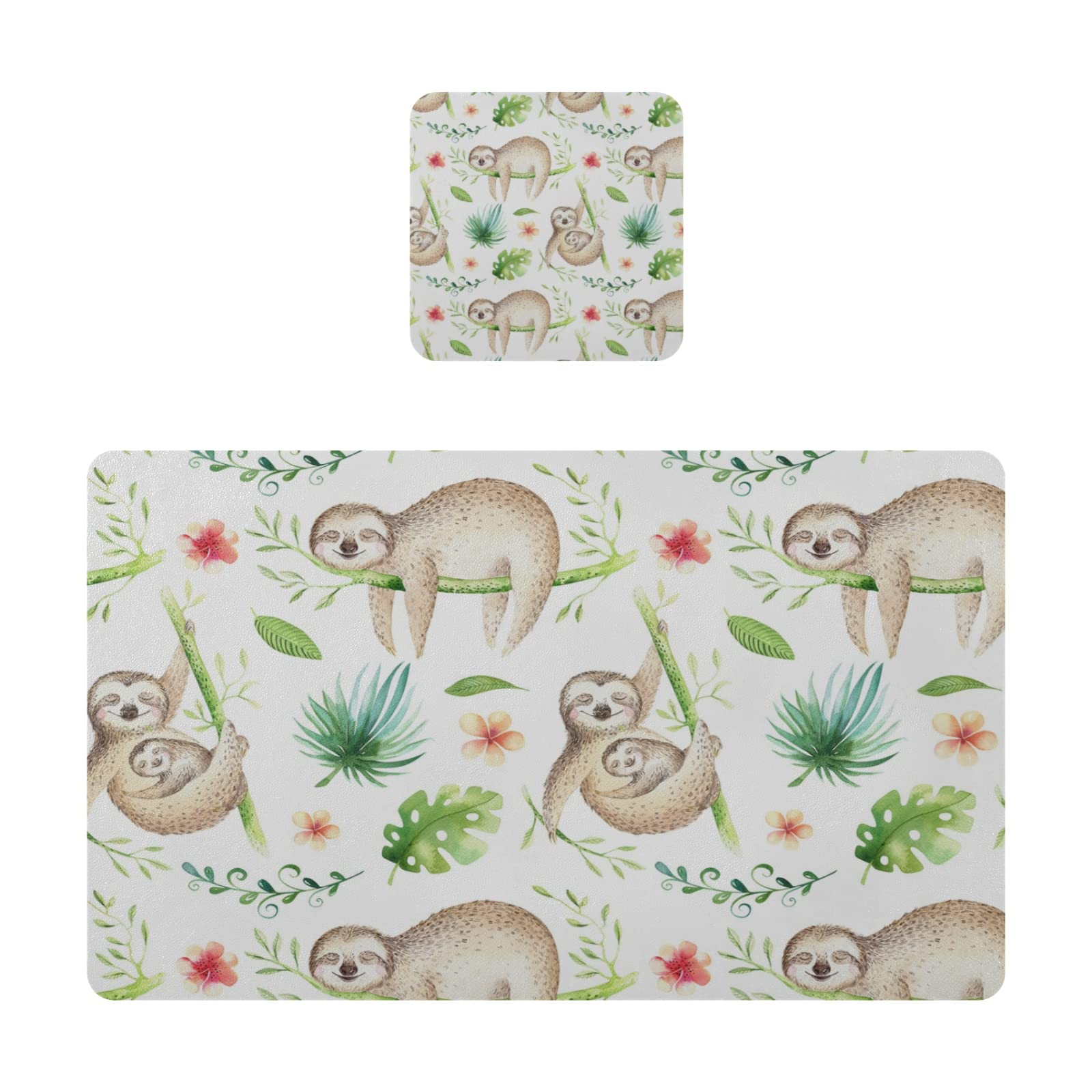 Sloth-Themed PVC Placemats Set of 4 - Heat Resistant, Waterproof Table Mats for Kitchen, Dining & Coffee Tables - Perfect for Baby Nurseries, Animal Lovers & Family Meals