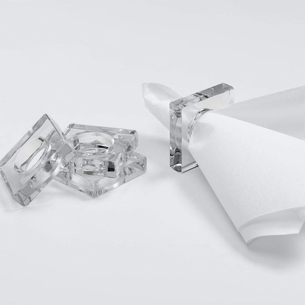 Clear Acrylic Square Napkin Rings - Set of 4 for Elegant Table Settings, Wedding Decor & Dinner Party Essentials