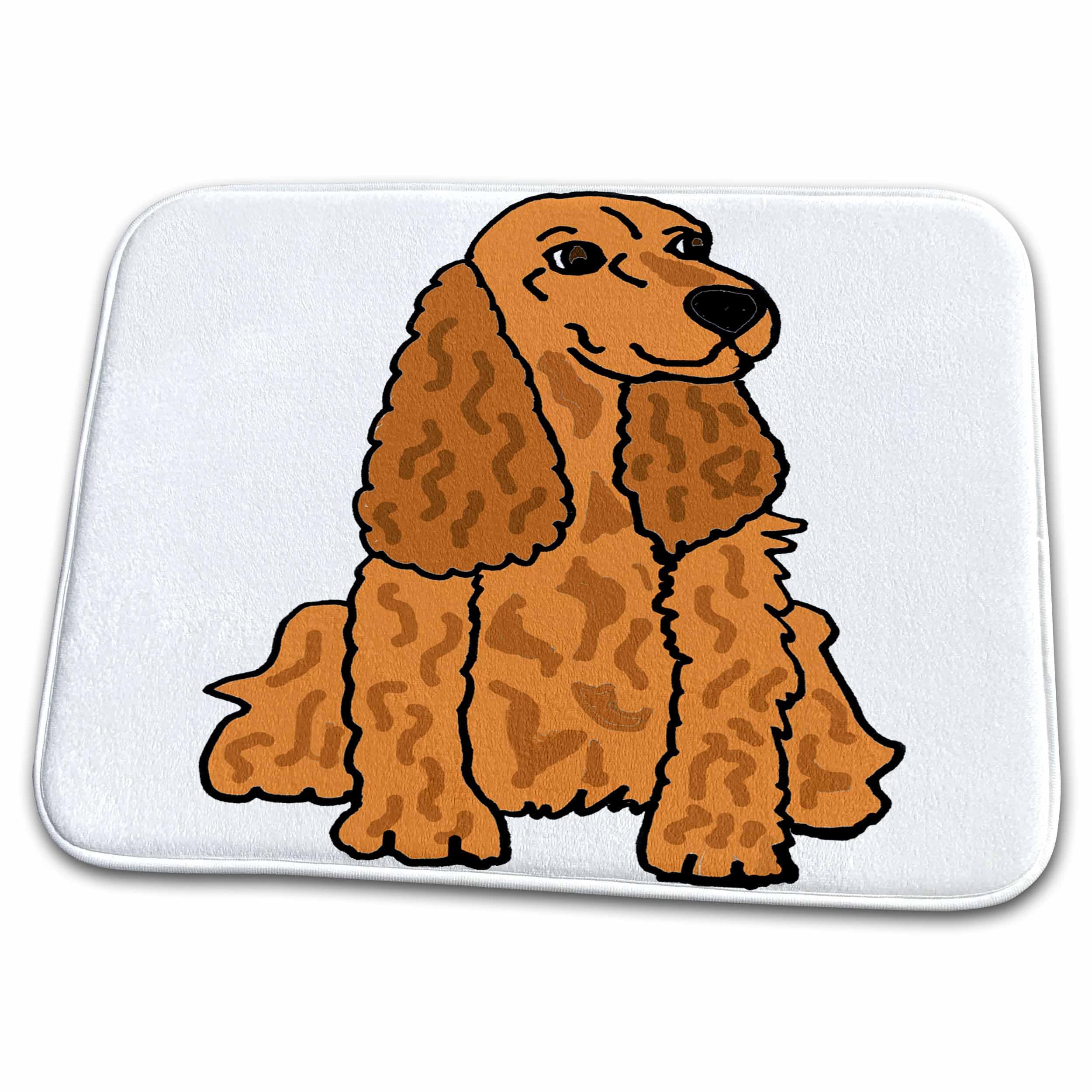 3dRose Funny Cute Red Cocker Spaniel Puppy Dog Cartoon Bathroom Rug Mat - Non-Slip Soft Microfiber Bath Mat for Kids & Pet Lovers - Perfect for Bathroom, Nursery, or Laundry Room Decor