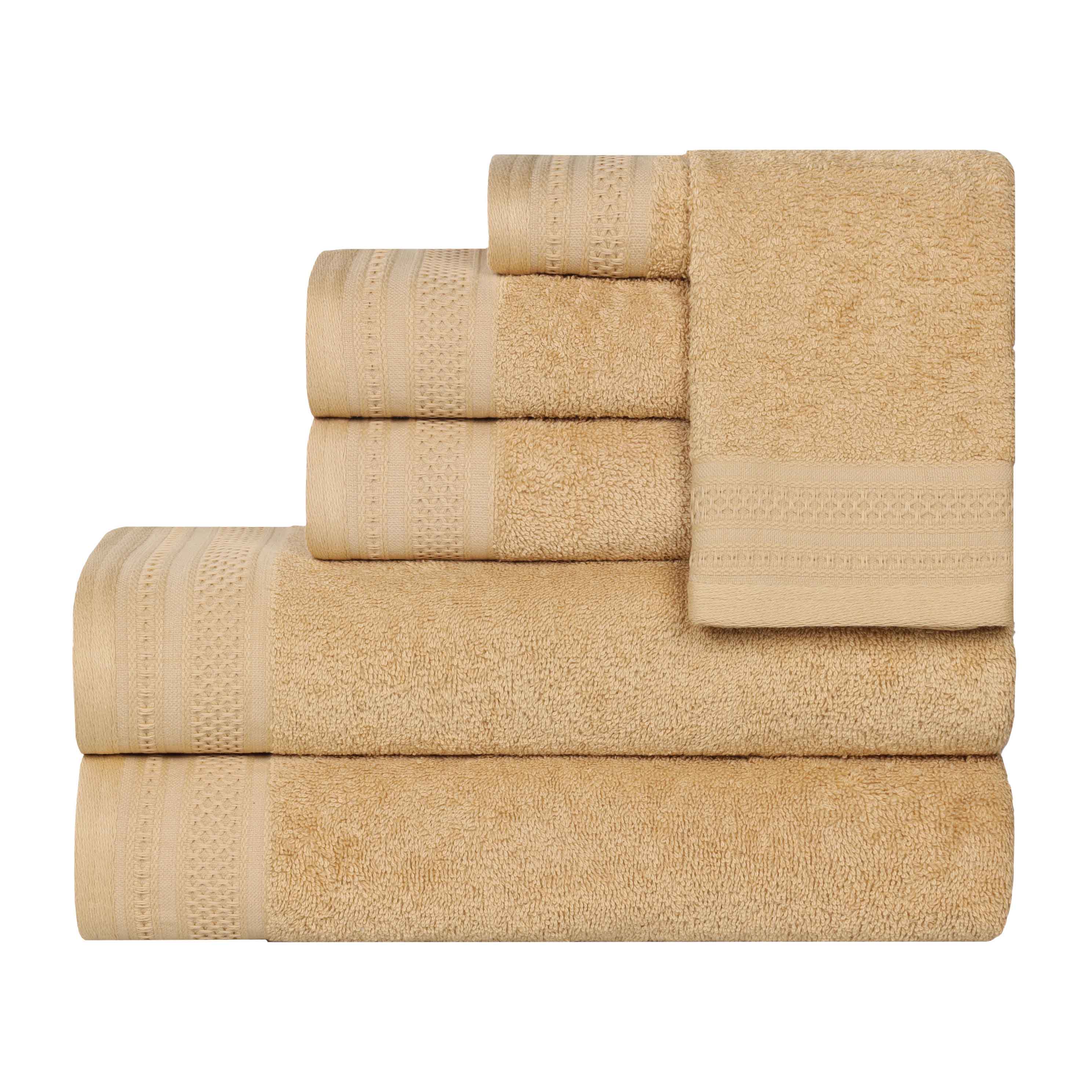 Premium Honeycomb Waffle Weave Cotton 6-Piece Bath Towel Set - Ultra Soft & Absorbent Luxury Towels for Spa, Bathroom & Guest Use