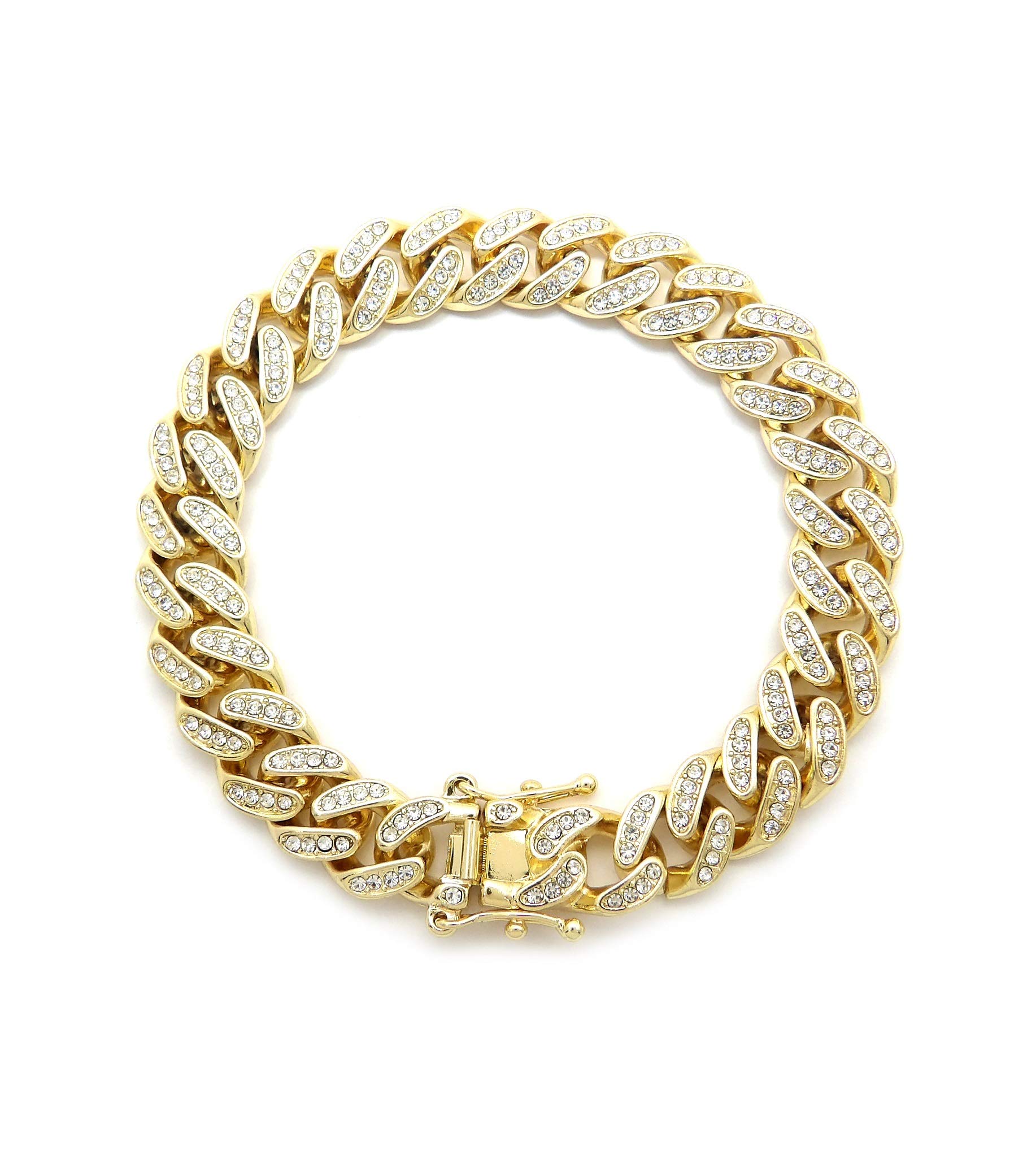18K Gold Plated Women's Cuban Chain Anklet - 12mm Wide 9.5