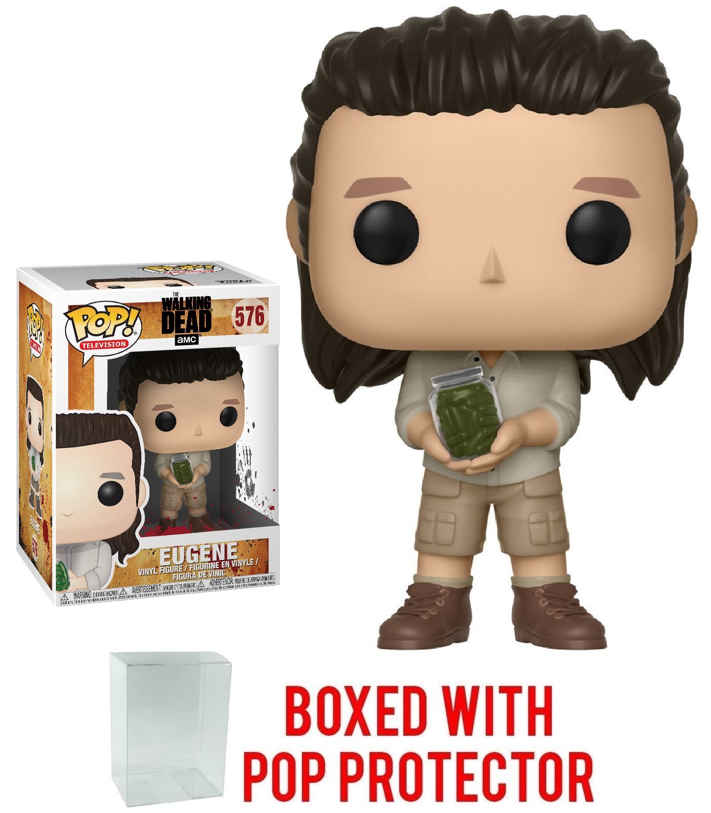 Funko Pop! The Walking Dead Eugene #576 Vinyl Figure with Pop Protector Case - Collectible Action Figure for TV Show Fans, Perfect for Display & Gifts