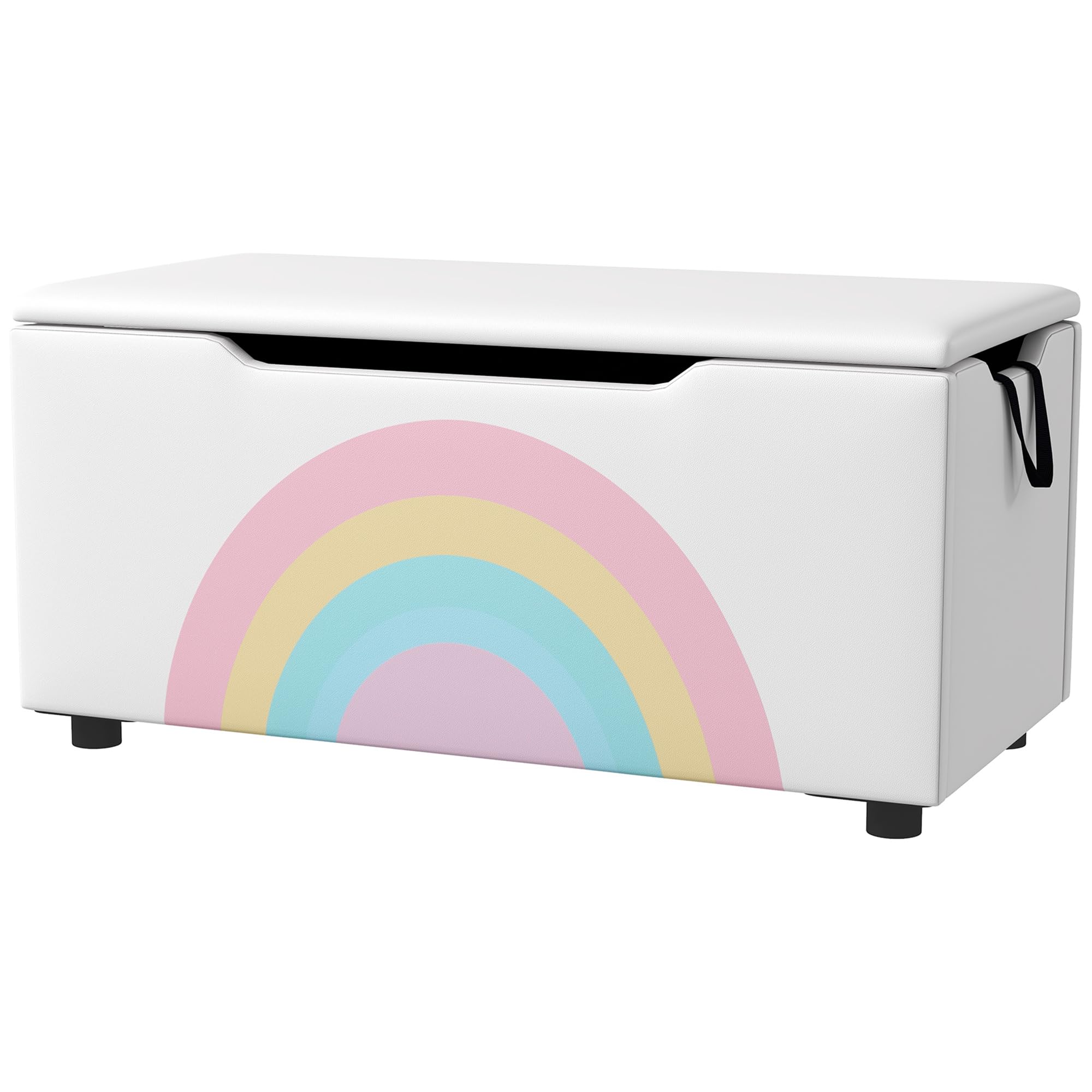 Qaba Kids Toy Storage Box - Lightweight Toy Organizer with Lid & Handles for Nursery, Playroom, Bedroom - 29.5 x 14.5 x 15 Inches White Toy Chest for Boys & Girls Ages 3-8 - Perfect for Organizing Legos, Stuffed Animals & Kids Toys
