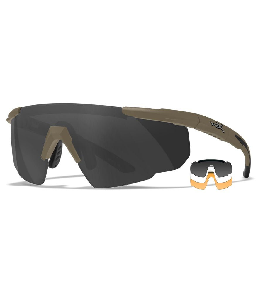 Wiley X Saber Advanced Safety Glasses - ANSI Z87.1 Certified Protective Eyewear for Shooting, Cycling & Outdoor Sports | UV Protection & Anti-Fog Lenses
