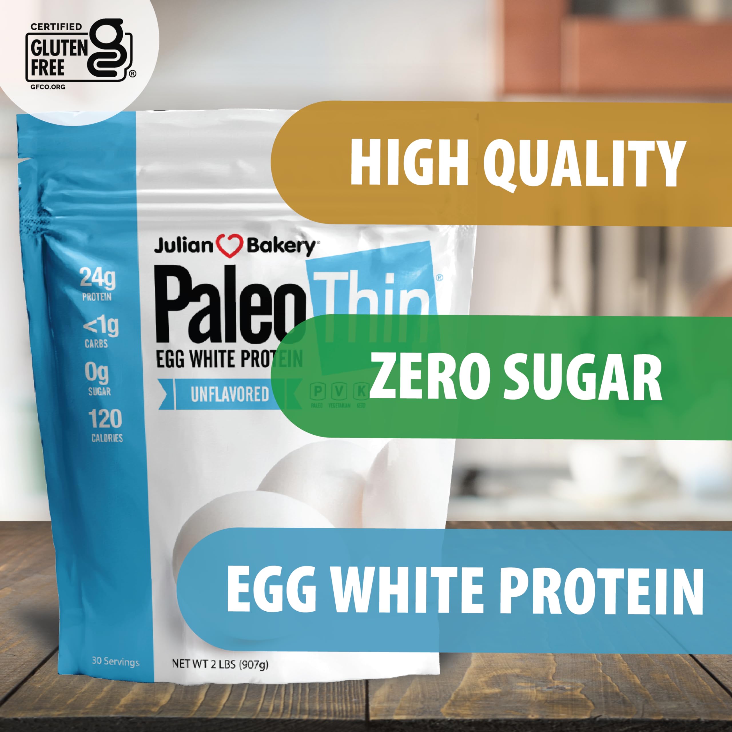 Julian Bakery Paleo Thin Protein Powder - Egg White, Unflavored, 25g Protein, Soy-Free, GMO-Free, 4 LBS (60 Servings) 2 Pack | Ideal for Keto Diet, Post-Workout Recovery & Healthy Baking