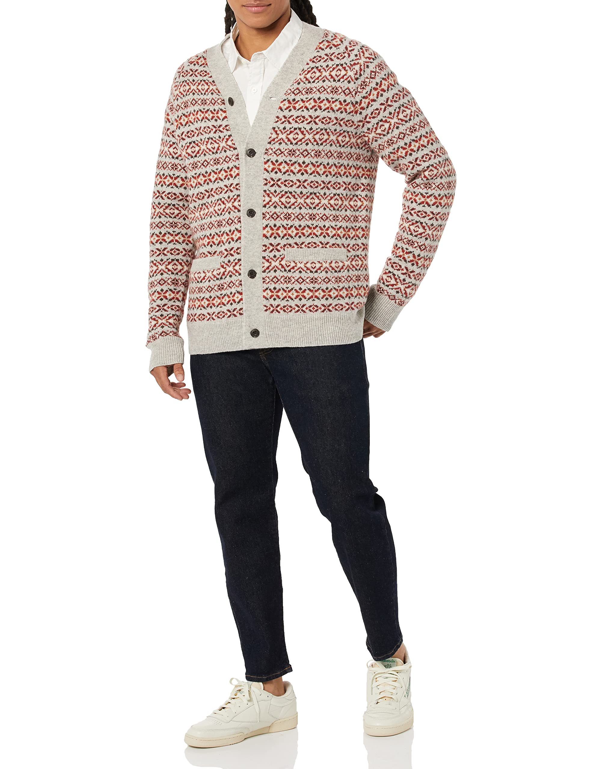 Amazon Essentials Men's Lambs Wool V-Neck Cardigan Sweater with Pockets - Soft Winter Knit Pullover for Casual Wear & Office Outfits (Previously Goodthreads) | Cozy Layering for Fall & Winter Seasons