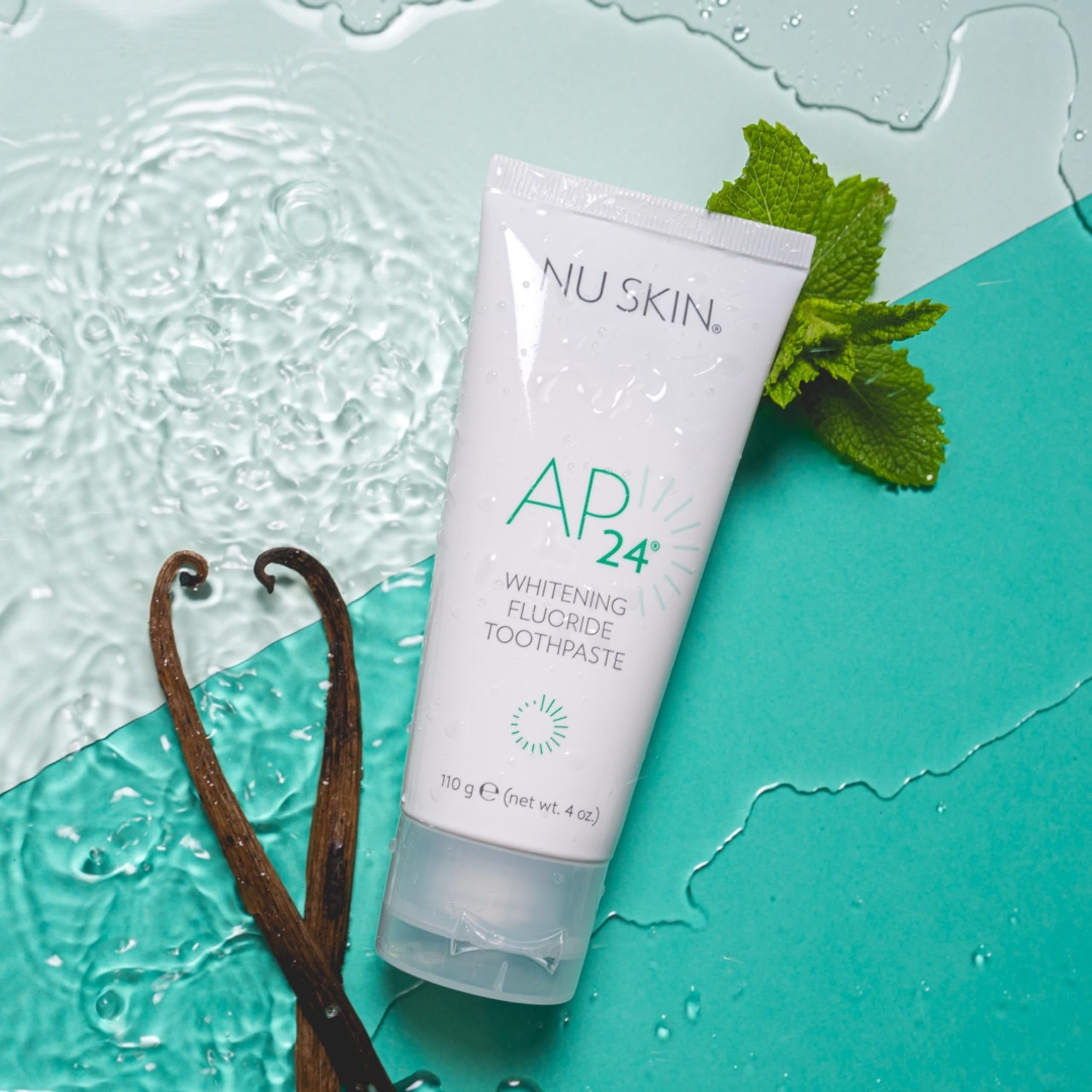 Nu Skin AP 24 Whitening Fluoride Toothpaste 4oz - Brightens & Whitens Teeth, Fights Cavities | Vanilla Mint Flavor | 2 Pack for Daily Oral Care & Fresh Breath