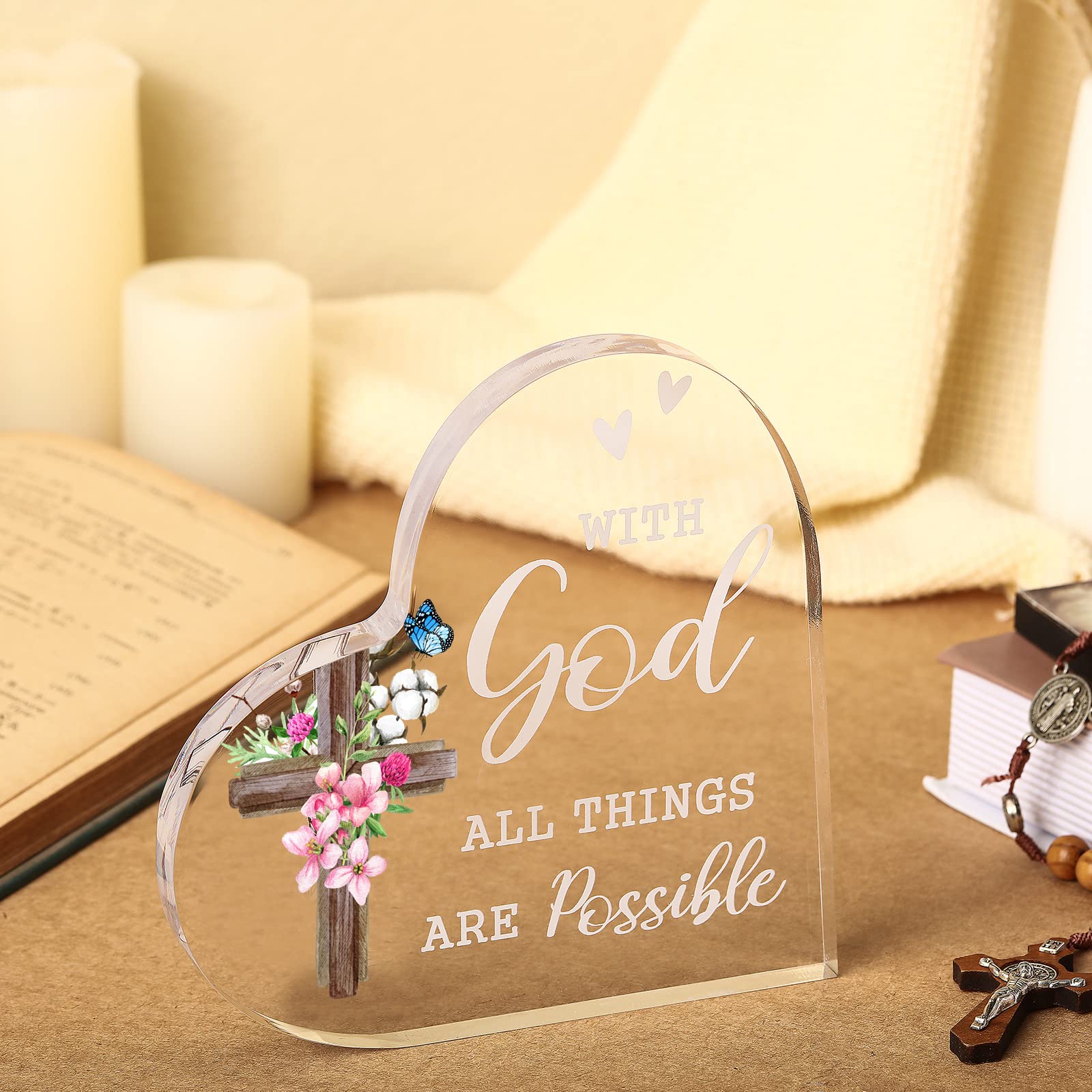 Yulejo Acrylic Christian Gifts for Women & Men - Inspirational Bible Verse Prayers, Religious Scripture Keepsakes for Friends, Mom, Valentines, Birthday - Modern Style for Home, Office, Church Decor