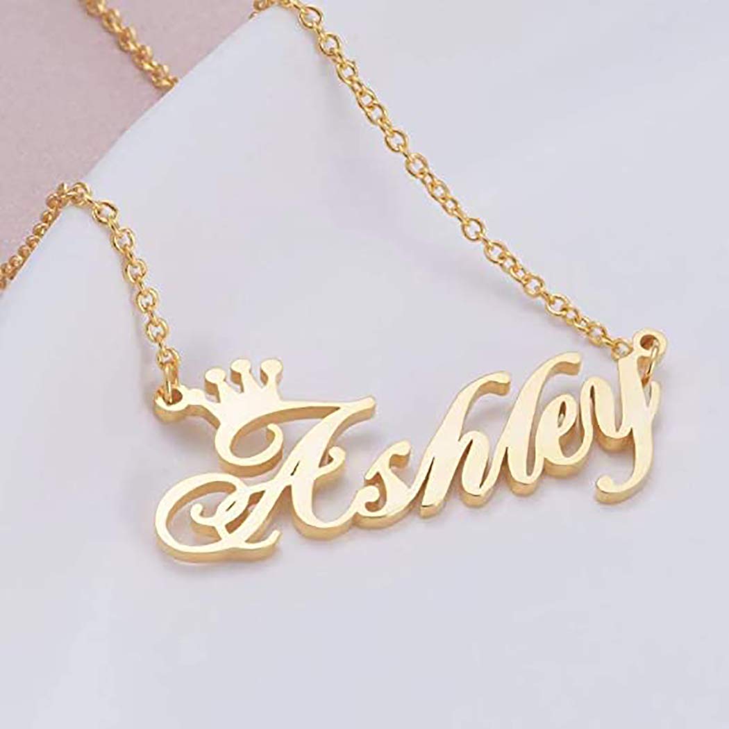 Custom Name Necklace for Women - Personalized Crown Nameplate Jewelry with Any Name - Perfect for Birthdays, Anniversaries & Gifts