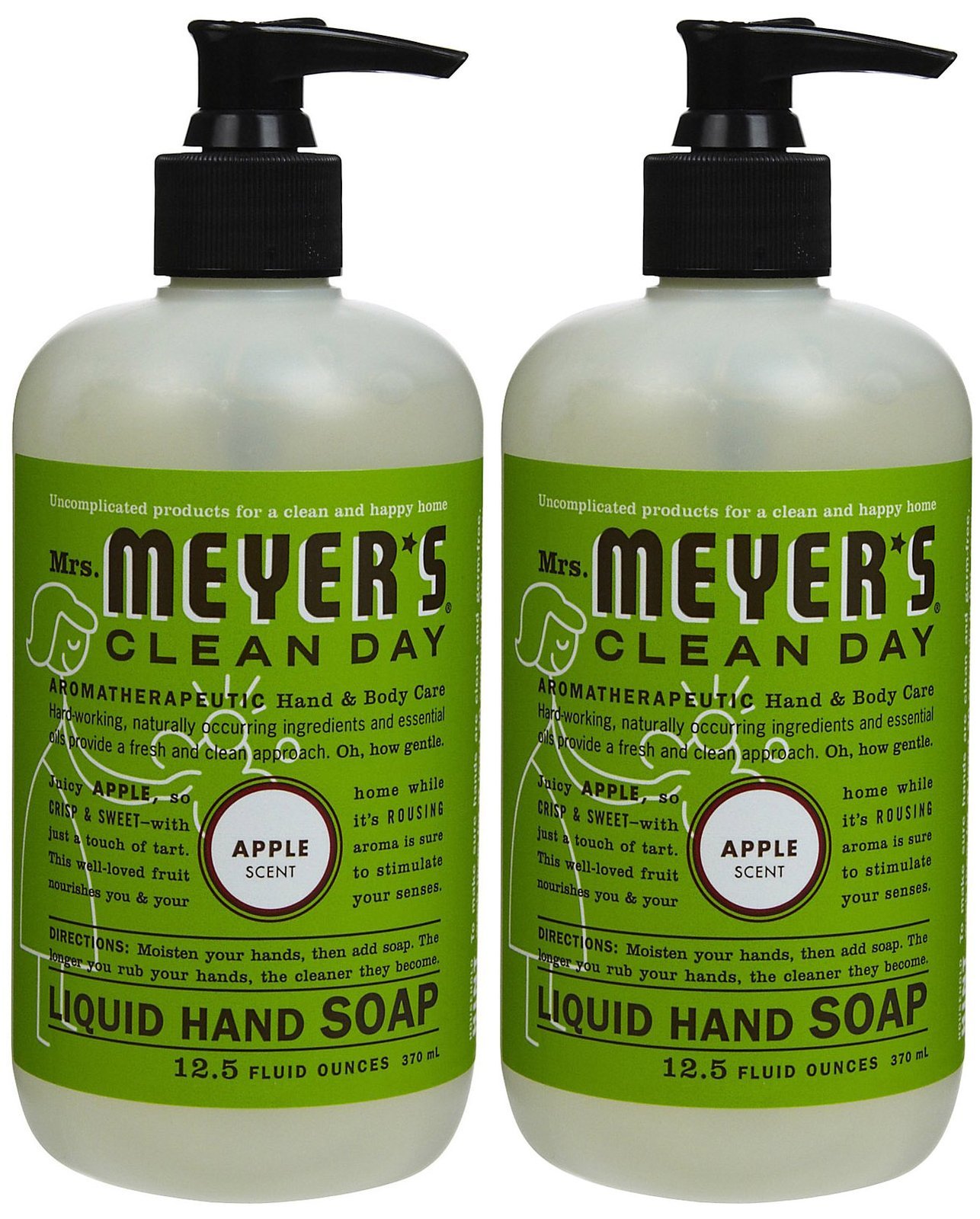 Mrs. Meyer's Clean Day Liquid Hand Soap, Apple Scent - 12.5 fl oz (2-Pack) | Gentle Plant-Derived Formula for Kitchen, Bathroom & Office Use