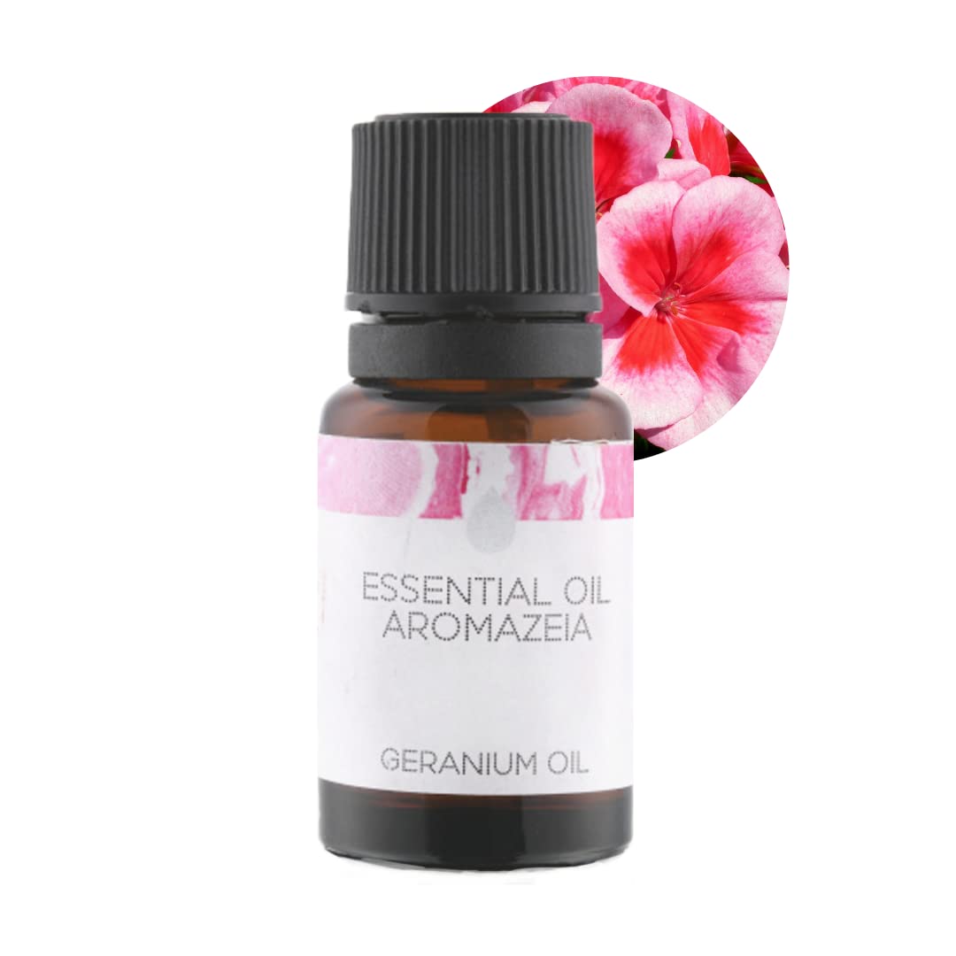 Geranium Essential Oil 10ml - 100% Pure, Undiluted & Therapeutic Grade | Organic Aromatherapy Oil for Diffusers, Massage & Relaxation | Steam Distilled for Spa, Yoga & Meditation Use