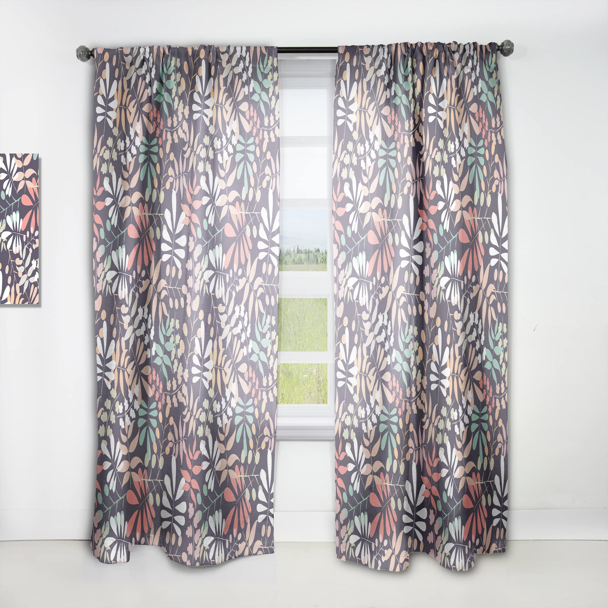 Retro Botanical Pattern II Thermal Insulated Curtains - 52x95 Inch Single Panel Window Drapes for Bedroom & Living Room - Perfect for Home Decor & Light Blocking