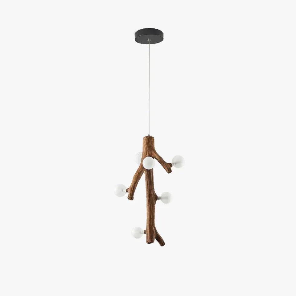 Modern White Globe LED Chandelier with Tree Trunk Design - Perfect for Dining Room, Bedroom, and Living Room Lighting Decor