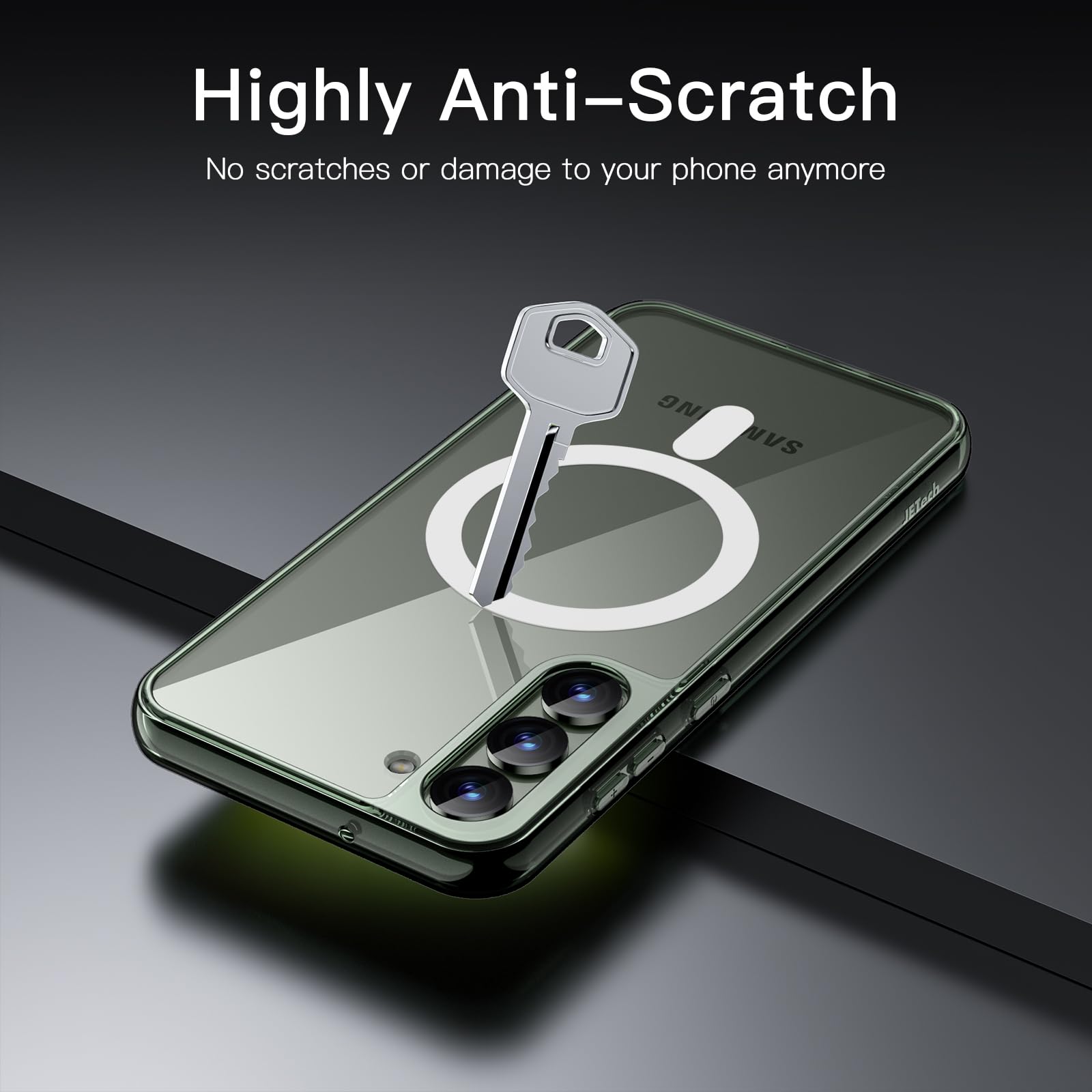 JETech Magnetic Case for Samsung Galaxy S23+ (6.6-Inch) - MagSafe Compatible, Shockproof Protective Phone Cover, Non-Yellowing Hard Clear PC Back (Green) - Perfect for Work, Travel & Outdoor Activities