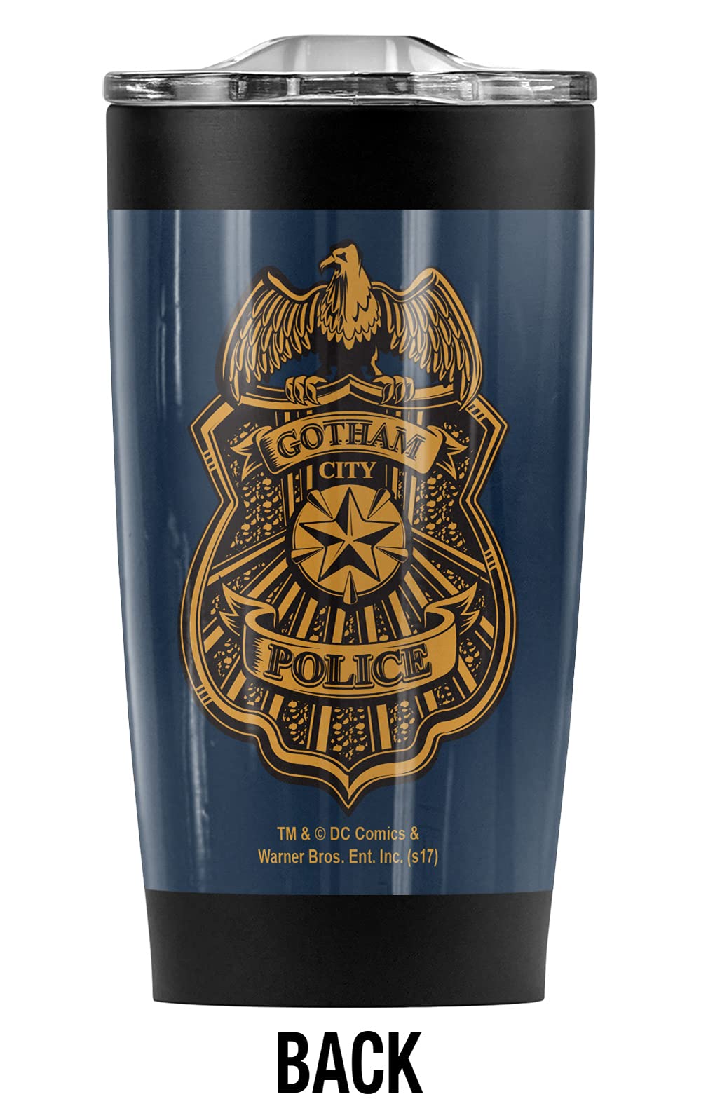 Batman: Arkham Knight Gotham Badge Stainless Steel Tumbler 20 oz - Vacuum Insulated Travel Mug with Leakproof Sliding Lid | Double Wall Coffee Cup for Hot & Cold Drinks | Perfect for Office, Gym, Camping & Commuting