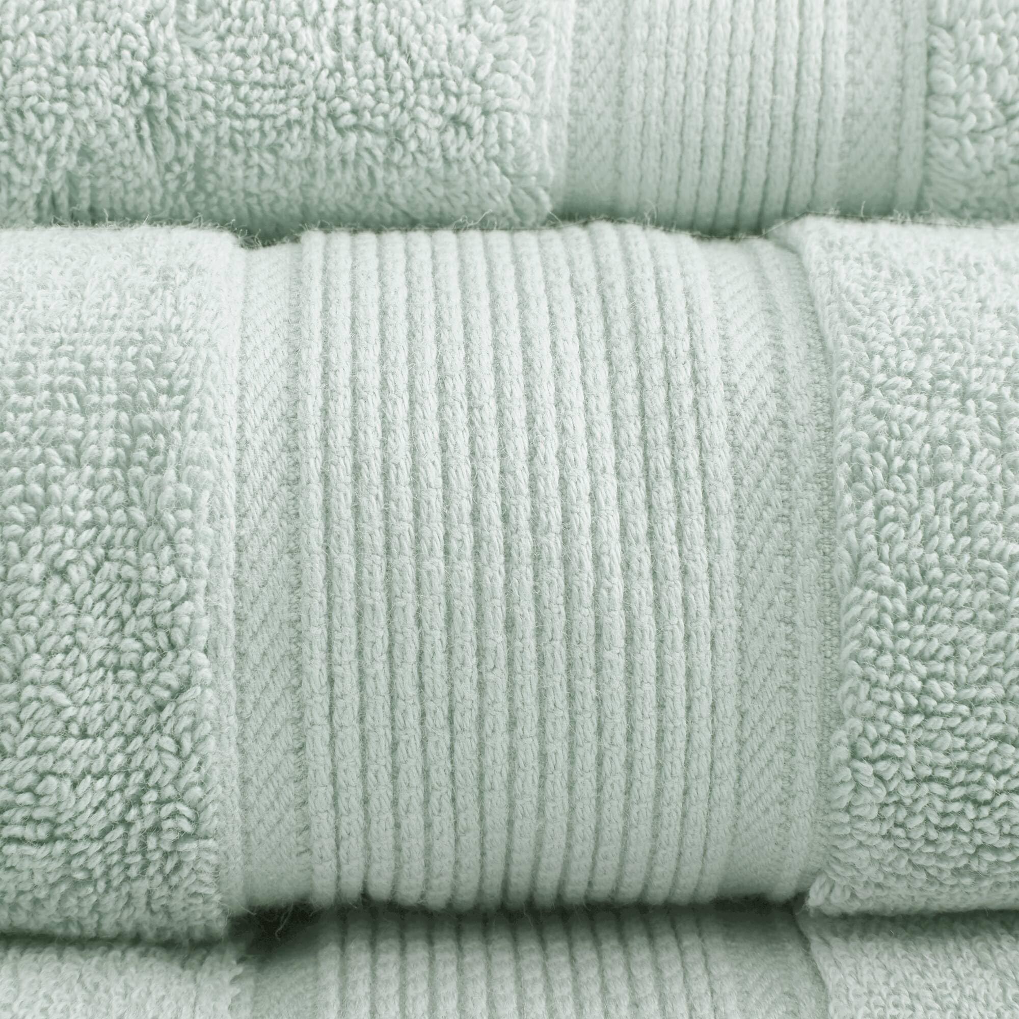Madison Park Signature 800GSM 100% Cotton Bath Towel Set of 8 (2 Bath Towels, 2 Hand Towels, 4 Washcloths) - Ultra Soft, Highly Absorbent & Quick Dry - Luxury Spa Quality Bathroom Towels for Home, Hotel & Gifting - Seafoam Green
