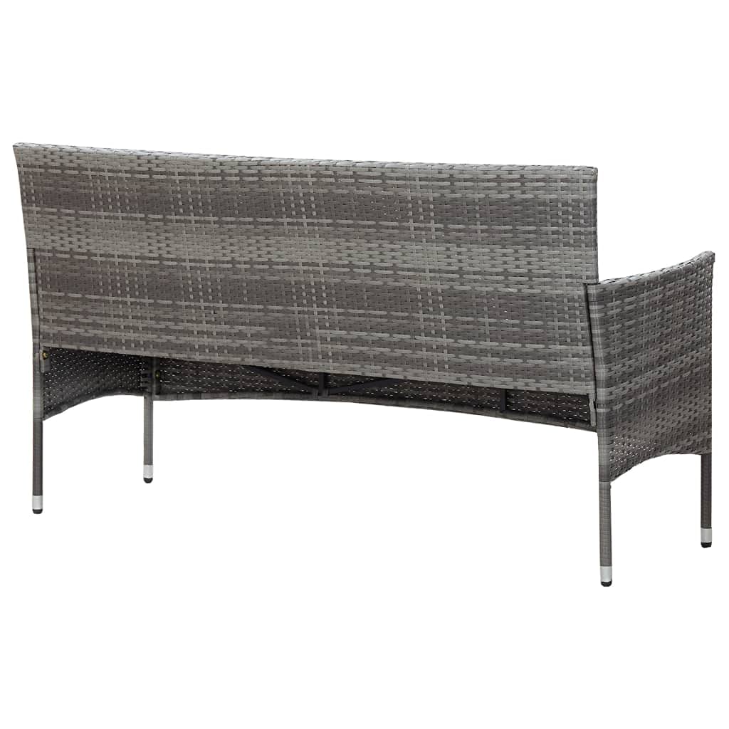 3-Seater Outdoor Garden Sofa Set with Cushions - All-Weather Poly Rattan Patio Furniture, Gray Sectional Conversation Set for Backyard, Poolside & Terrace Relaxation