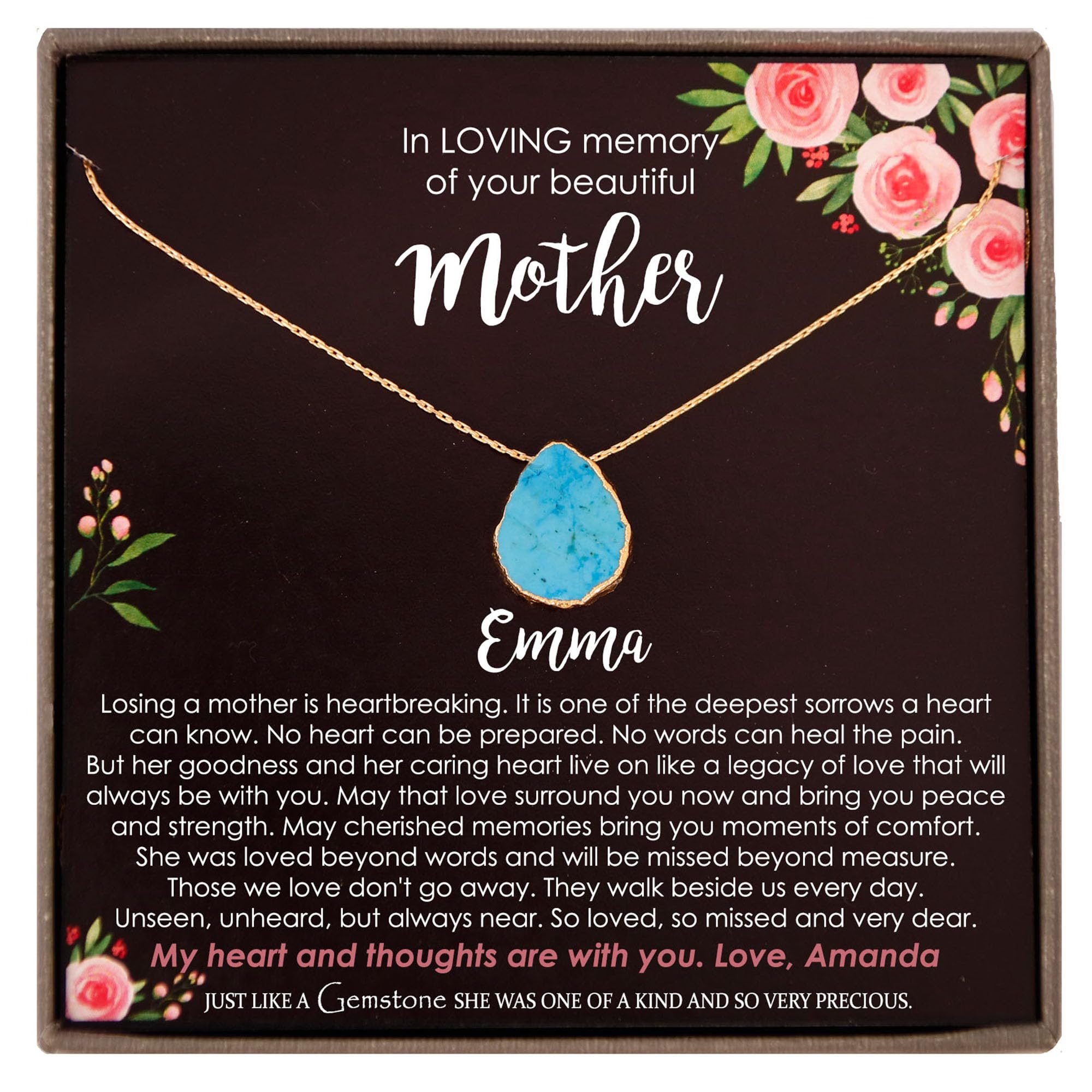 Personalized Memorial Necklace for Loss of Mother - Meaningful Sympathy Gift for Bereavement & Remembrance - Perfect for Funeral, Memorial Service or Comforting Grieving Loved Ones
