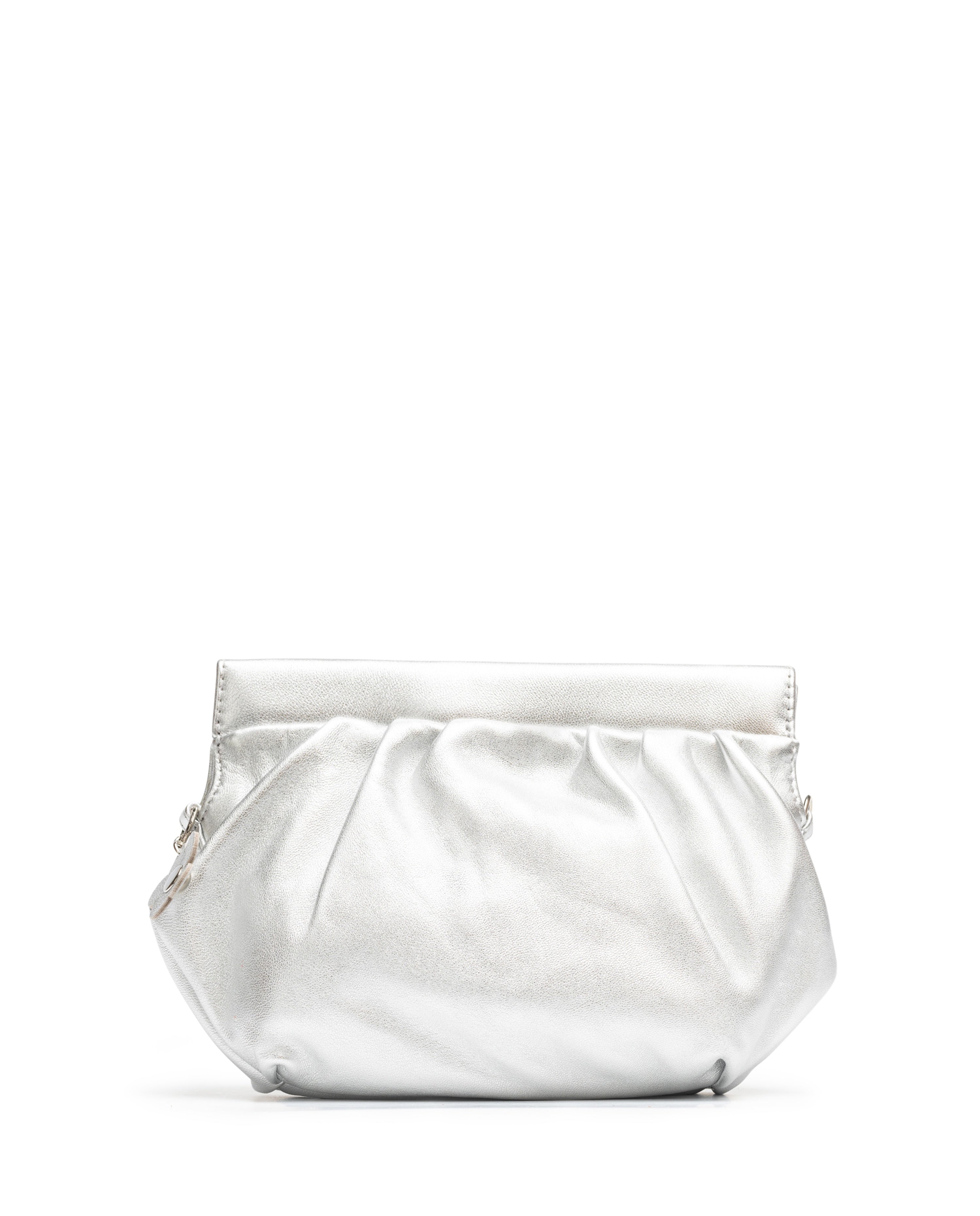 Unisa Silver Leather Clutch Bag for Women - Elegant Evening Clutch with Detachable Chain - Perfect for Parties, Weddings & Special Occasions