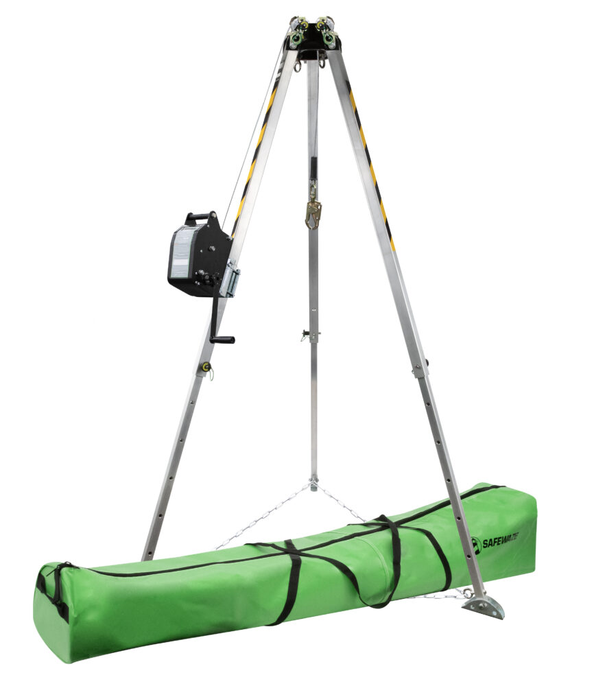 7' Adjustable Tripod Stand with 65' Heavy Duty Winch - Perfect for Construction, Roofing, and Industrial Lifting Operations