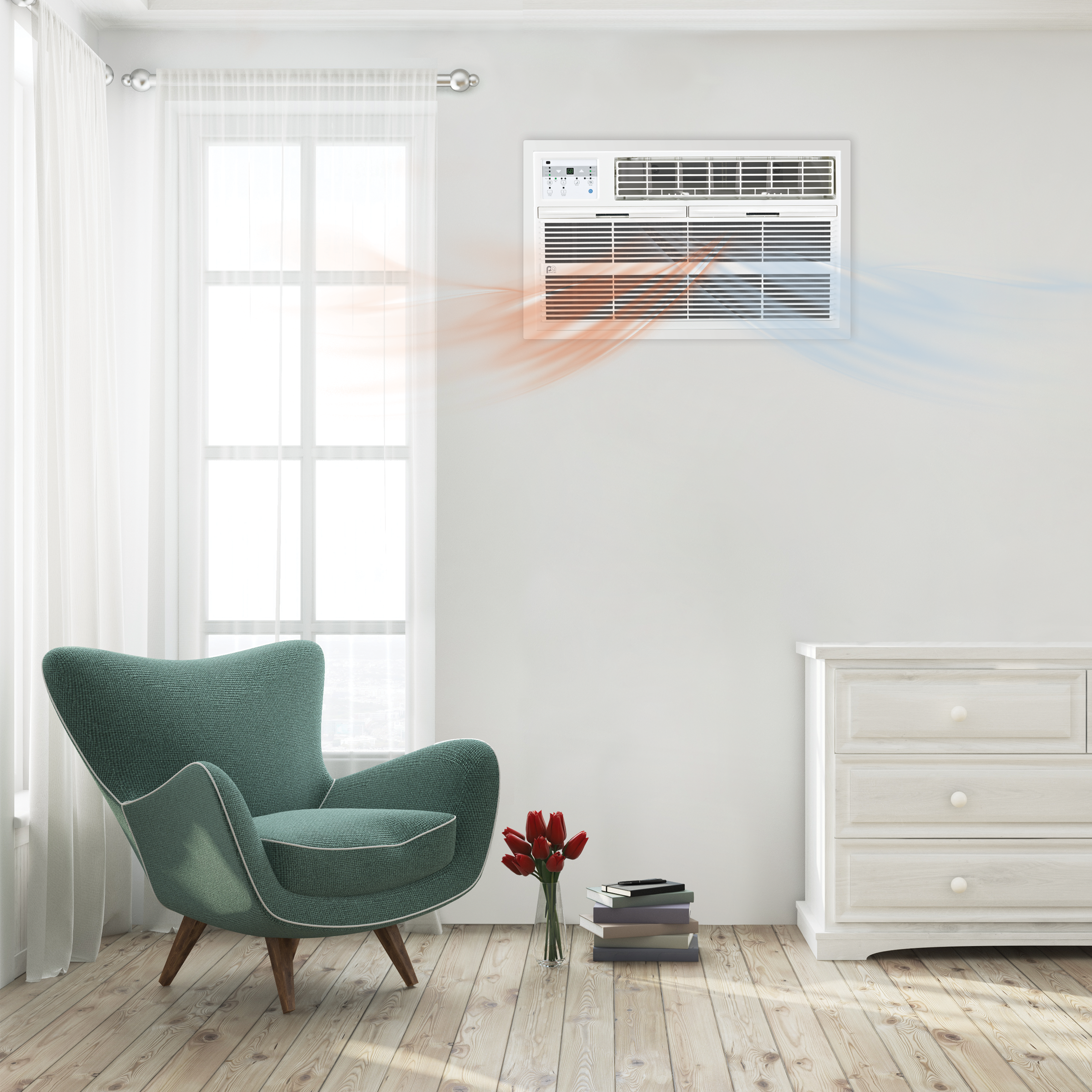 14,000 BTU 230V Through the Wall Air Conditioner with 10,600 BTU Heater - Remote Control - Perfect for Bedrooms, Living Rooms & Small Offices