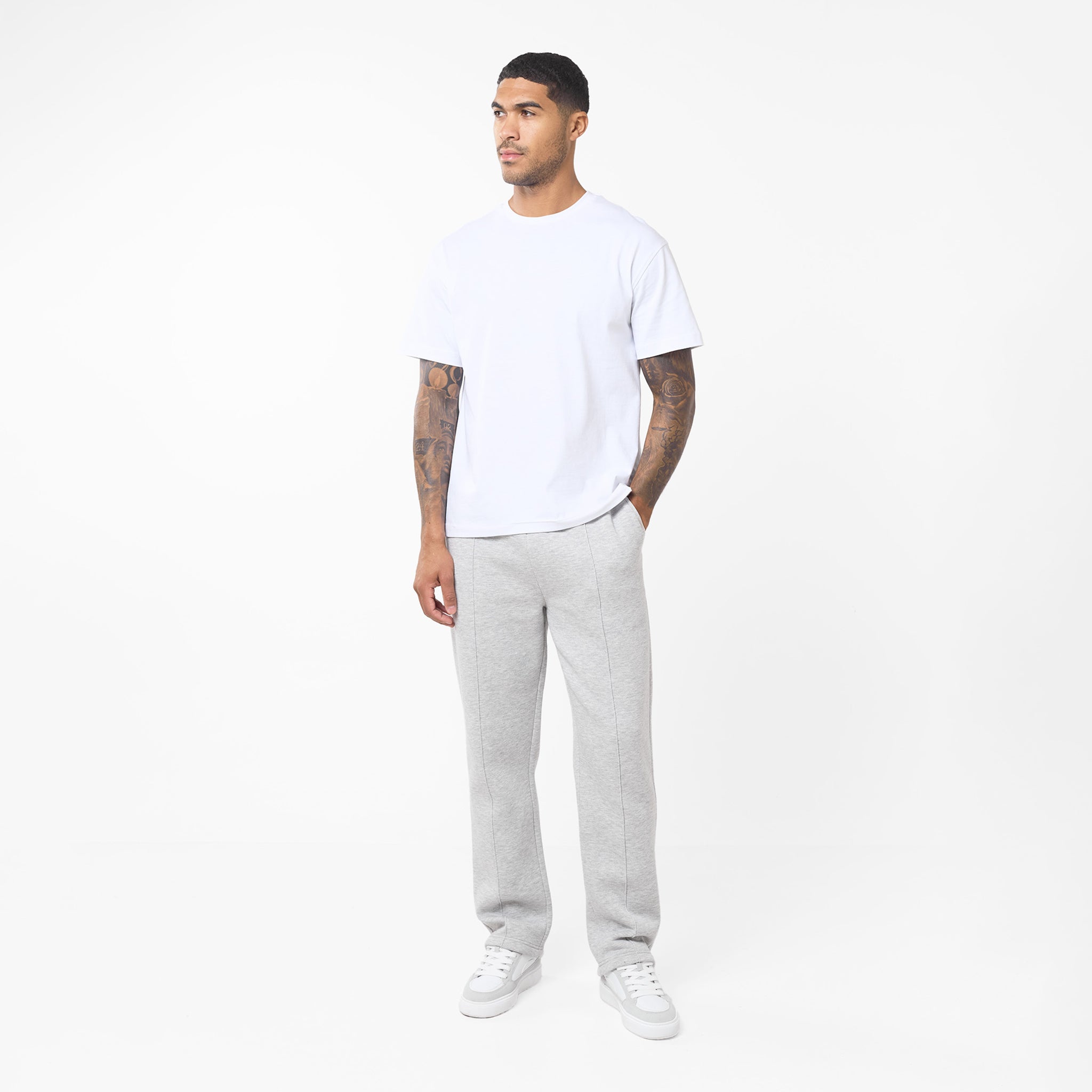 Stylish Pleated Open Hem Jogger Pants - Grey Marl | Comfortable Casual & Lounge Wear for Men & Women | Perfect for Home, Gym & Street Style
