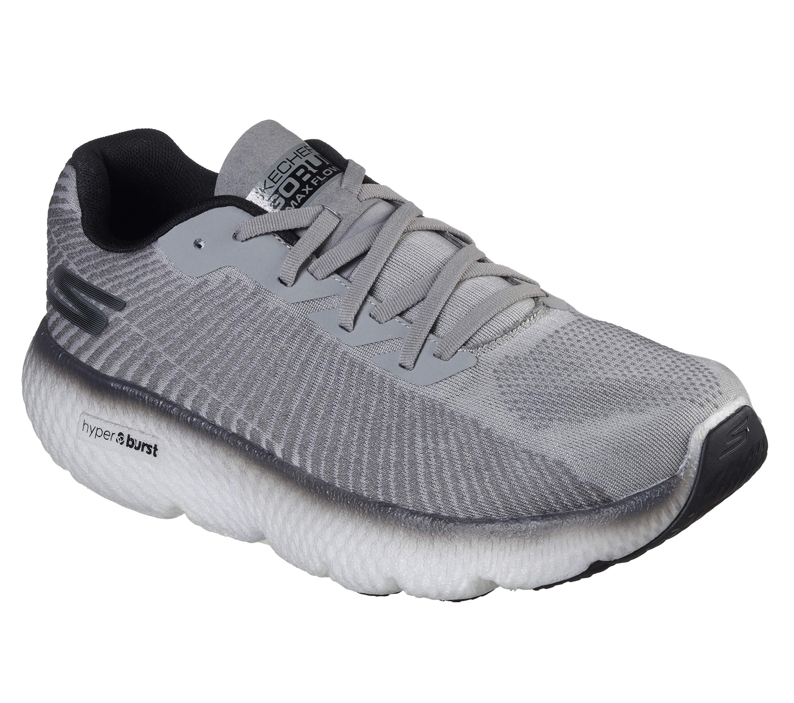 Skechers Men's Max Road 4 Running Shoes - Lightweight Cushioned Sneakers for Jogging & Training - Grey/Black - Size 12 - Perfect for Road Running, Gym Workouts & Daily Walking