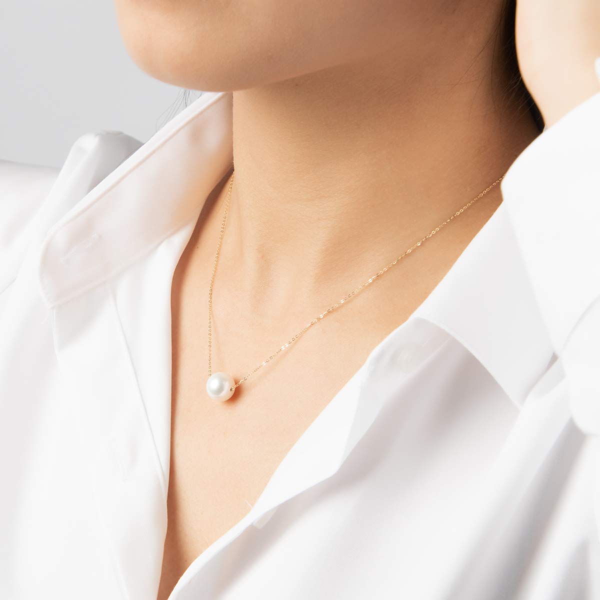 18K Gold White Pearl Pendant Necklace - 9.5-10mm Freshwater Cultured Pearl Jewelry for Women, Wife, Mom - Valentine's Day, Anniversary & Birthday Gift - Elegant White Gold/Yellow Gold Necklace for Wedding, Party & Special Occasions