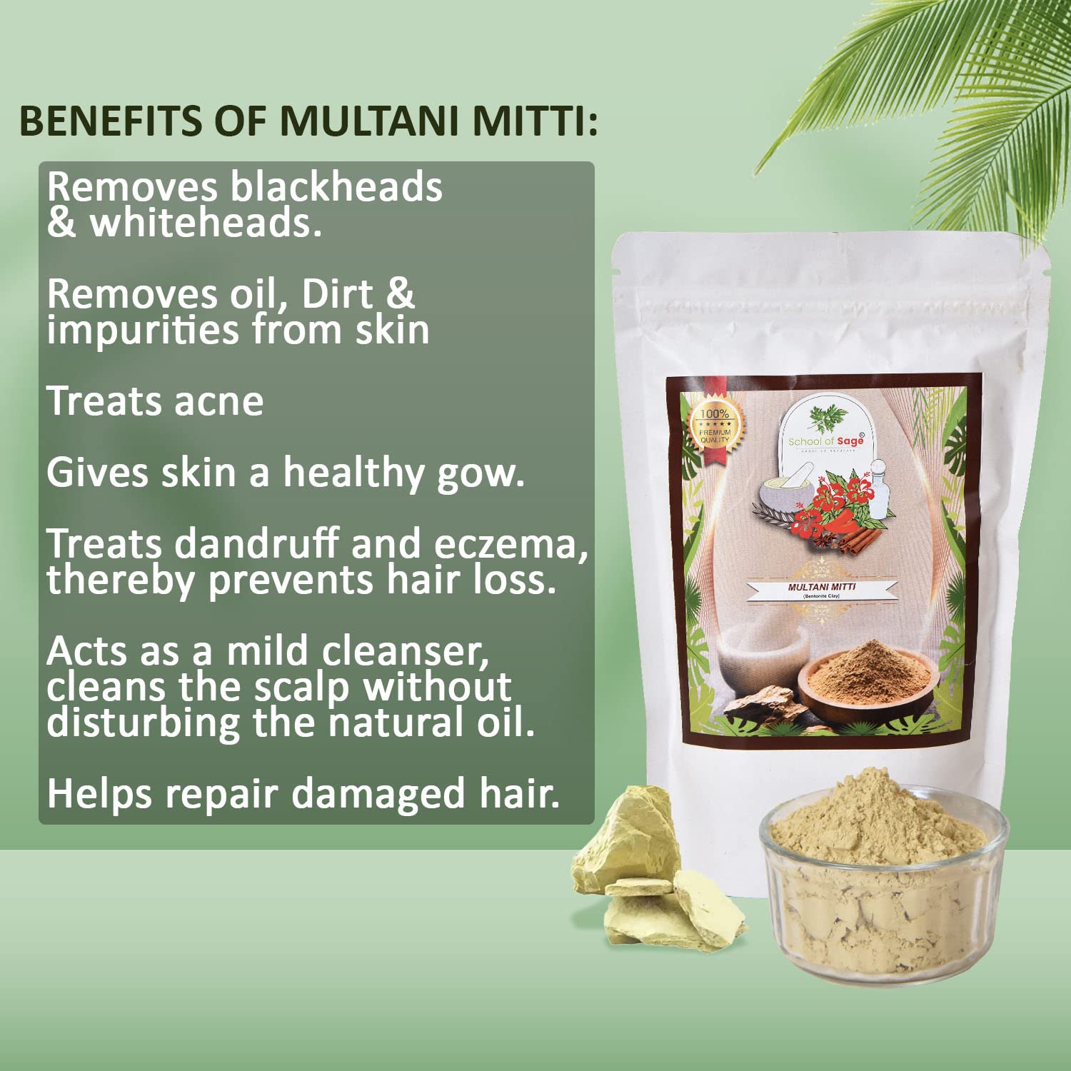 Pure Multani Mitti & Sandalwood Powder for Face & Hair - 400g (2 x 200g Packs) - Natural Skin Brightening, Acne Treatment & Oil Control - DIY Face Mask & Ayurvedic Beauty Care