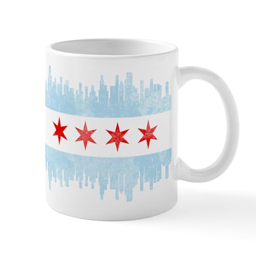 White - Chicago Skyline Flag Mugs
