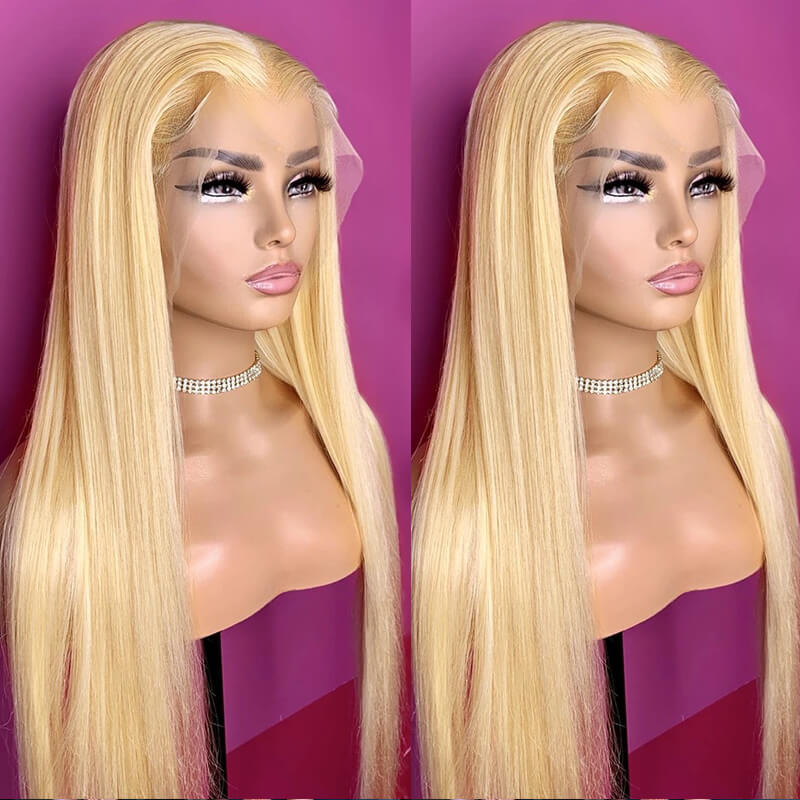 Eullair #613 Blonde Straight Lace Front Wig - Human Hair Transparent Lace Wig Dye Friendly | Perfect for Cosplay, Daily Wear & Party Hairstyles