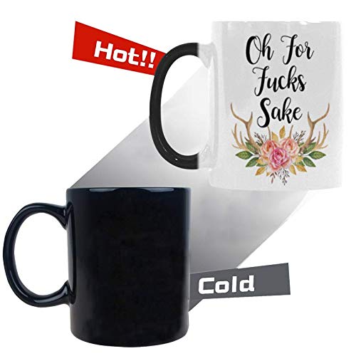 11oz Color Changing Ceramic Mug - Heat Reveal Funny 'Oh For F**k's Sake' Design - Perfect Coffee Cup & Office Tea Mug for Gifts, Home & Workplace Use