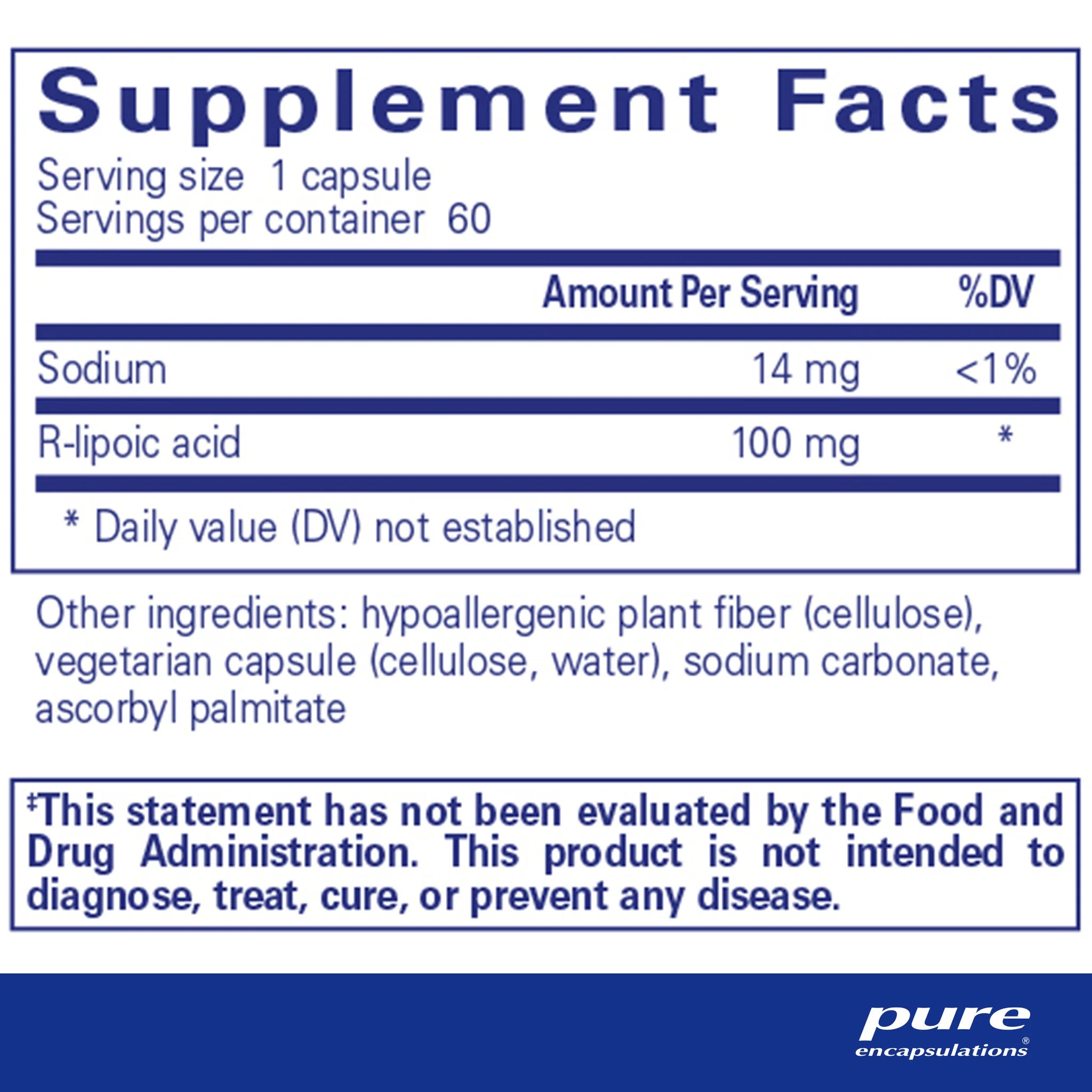 Stabilized R-Lipoic Acid Supplement - Antioxidant Support for Energy, Brain & Nerve Health | Ideal for Anti-Aging & Detox