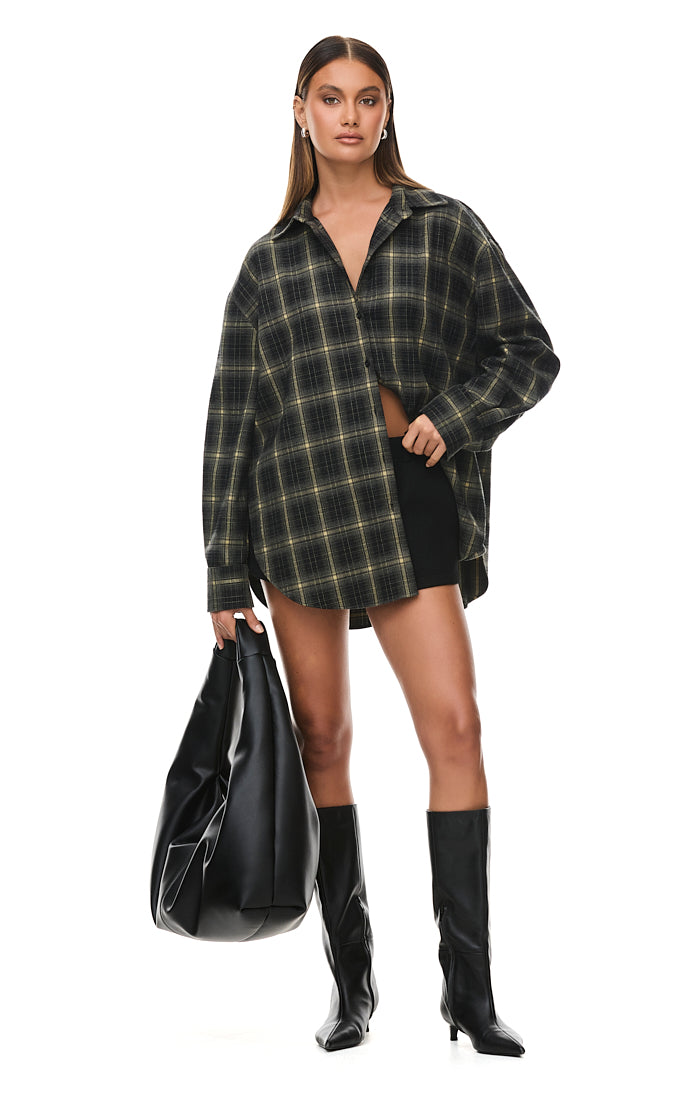 The PAX Olive Plaid Shirt for Men - Stylish Casual Button Down Shirt for Everyday Wear, Outdoor Adventures & Work