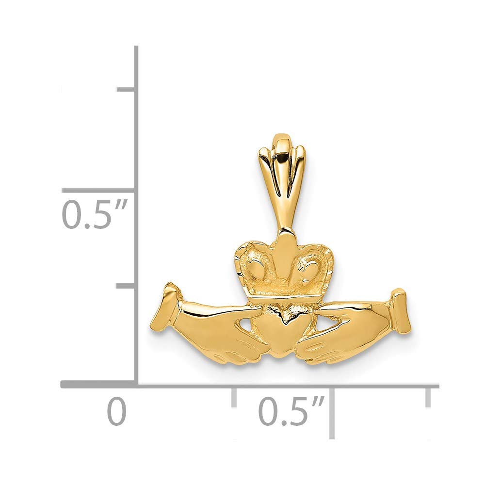 The Black Bow 14k Yellow Gold Claddagh Pendant, 16mm (5/8 inch) - Perfect for Irish Heritage Gifts & Special Occasions