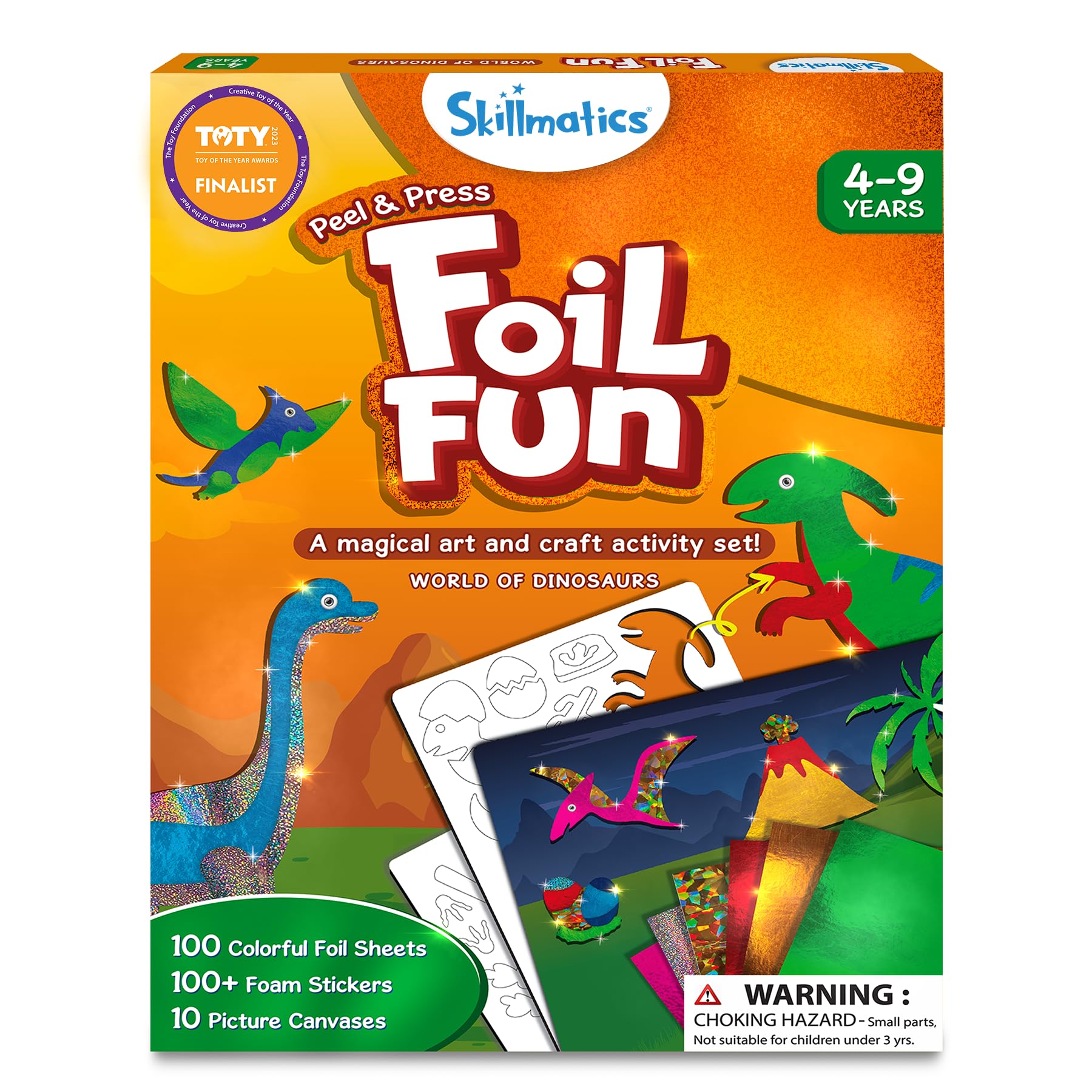Skillmatics Foil Fun - Dinosaur Art Kit for Kids Ages 4-9 | No Mess DIY Craft Supplies | Creative Travel Activity | Perfect Gift for Boys & Girls | Ideal for Birthday Parties, Classroom Projects & Road Trips