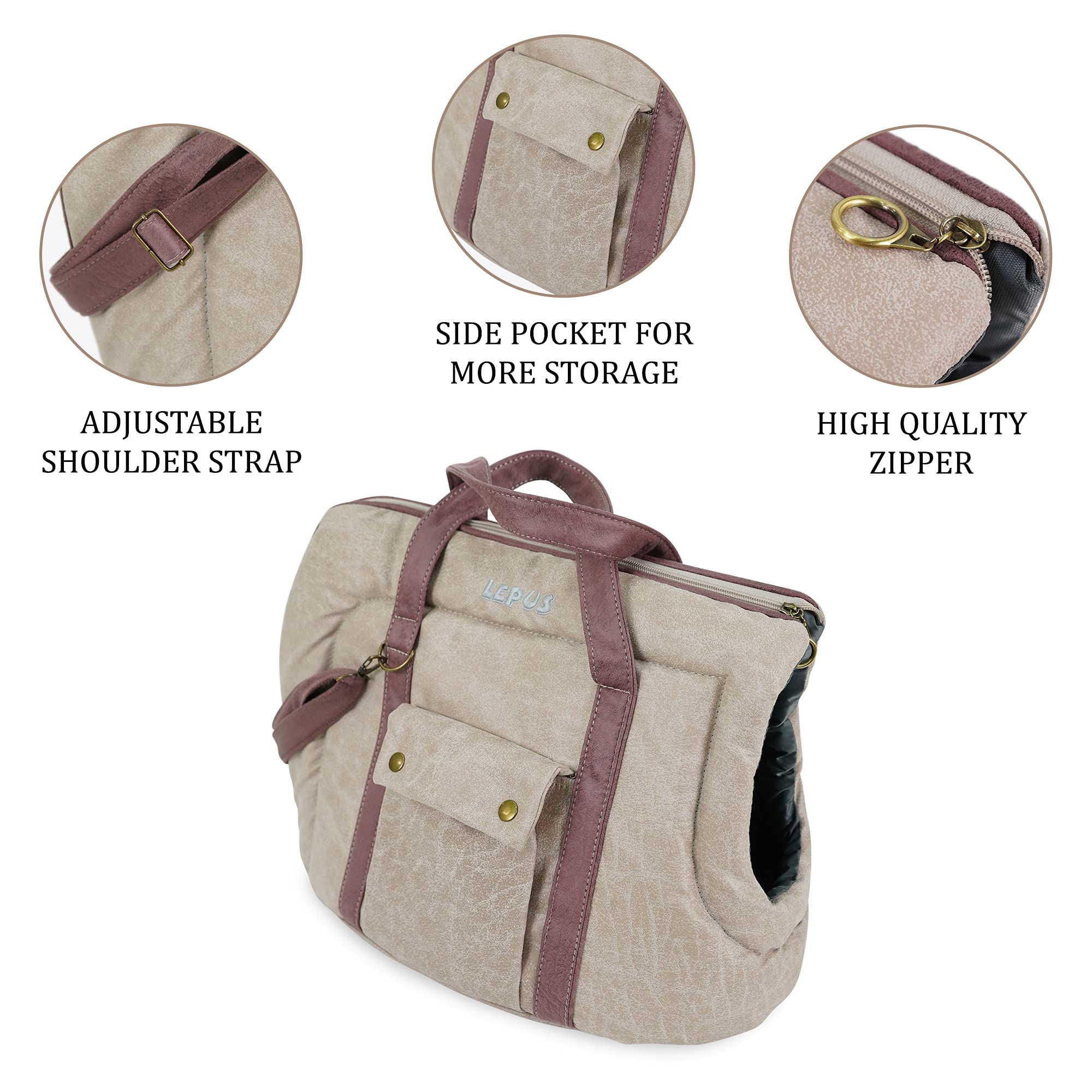 SUSSEXHOME Small Pet Carrier for Dogs & Cats - Washable Semi-Open Travel Tote Bag with Adjustable Strap (9.8