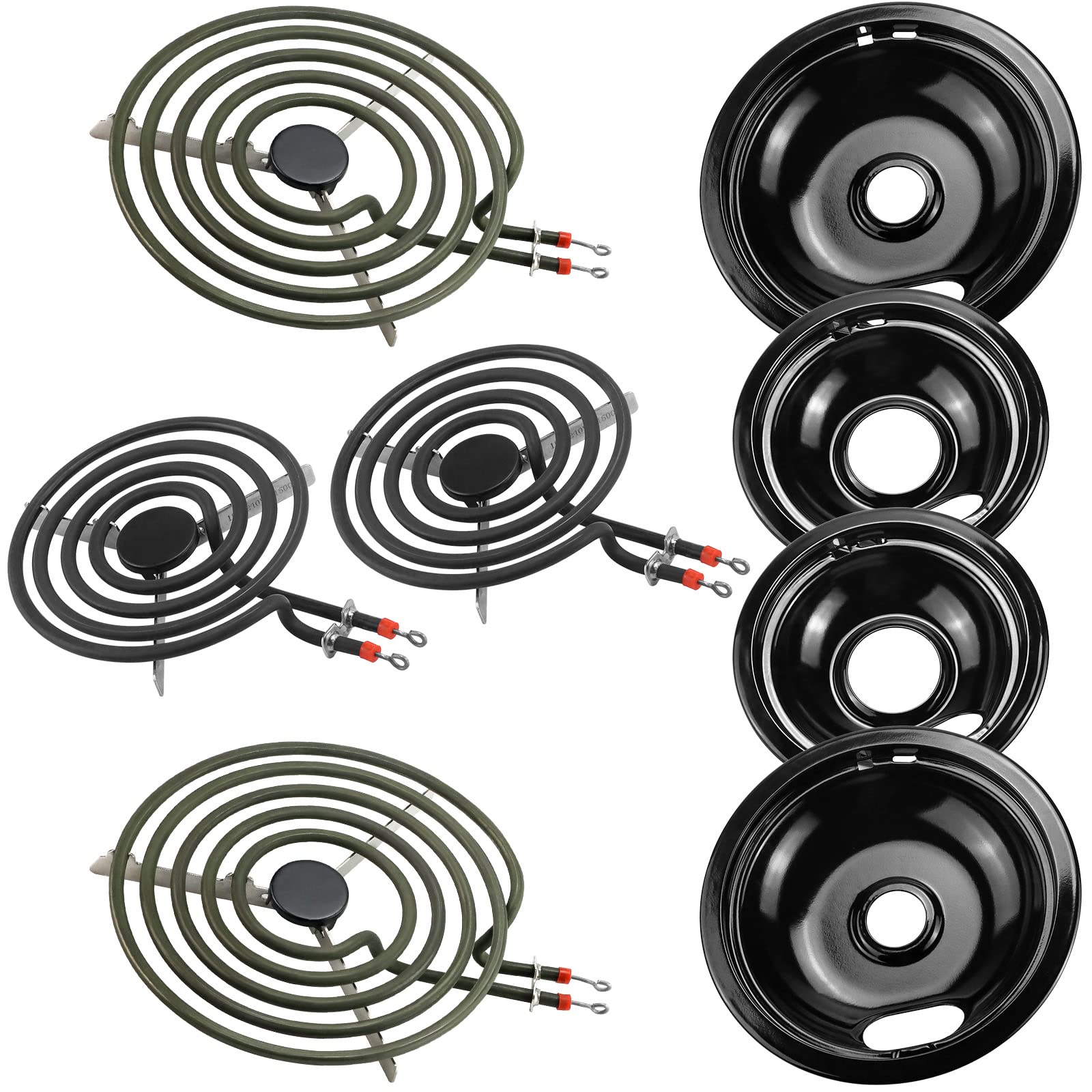 AMI PARTS Porcelain Burner Drip Pan & MP22YA Electric Range Burner Element Replacement Set - Compatible with Whirlpool Electric Stoves | Perfect for Kitchen Repairs & Stove Maintenance