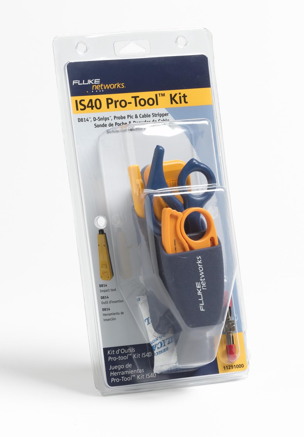Fluke Networks 11291000 Pro-Tool Kit IS40 with Punch Down Tool - Professional Network Cable Installation Kit Includes Cable Snips, Strippers & Storage Pouch - Perfect for IT Technicians & Network Engineers