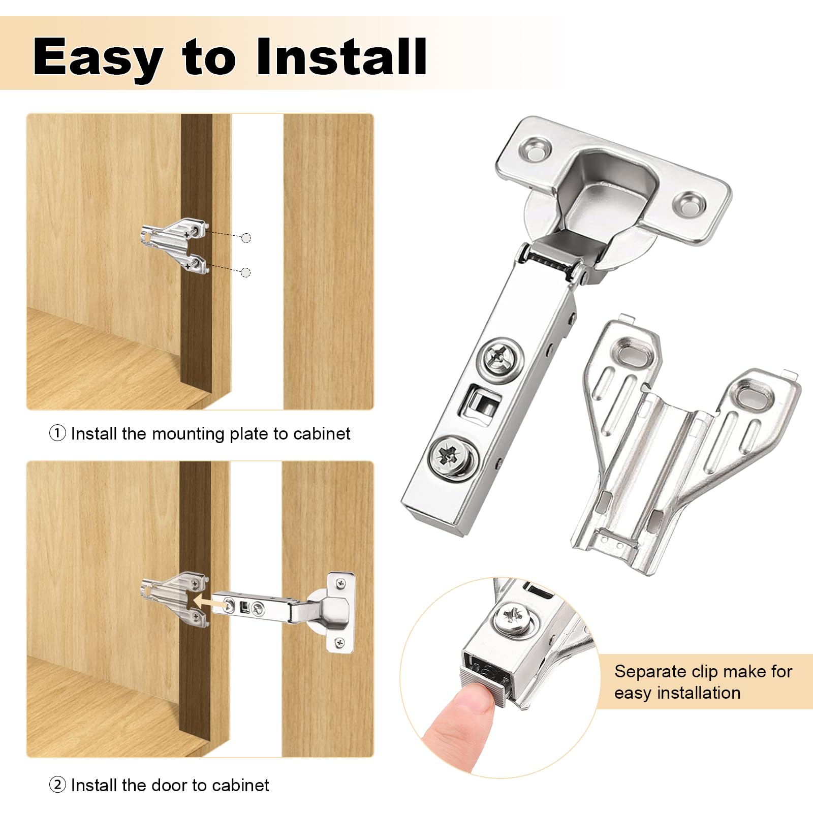 Probrico Full Overlay Soft Close Cabinet Hinges - Nickel Plated Face Frame Mounting Hinges with Concealed Screws (105° Opening, 30 Pairs) - Perfect for Kitchen Cabinets, Wardrobes & Furniture Installation