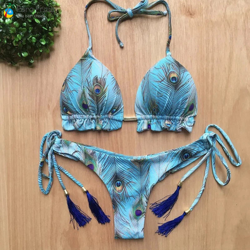2024 New Women's Micro Bikini Set - 16 Color Options, Push Up Halter Brazilian Thong Swimwear for Summer Beach Vacation | Perfect for Pool Party, Tropical Getaway & Sunbathing