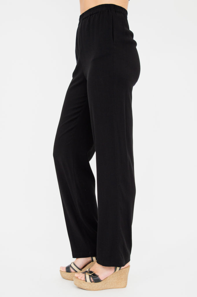 Bella Women's Linen Bamboo Pants - Black, Comfortable & Breathable for Summer, Lounge, Travel & Casual Wear